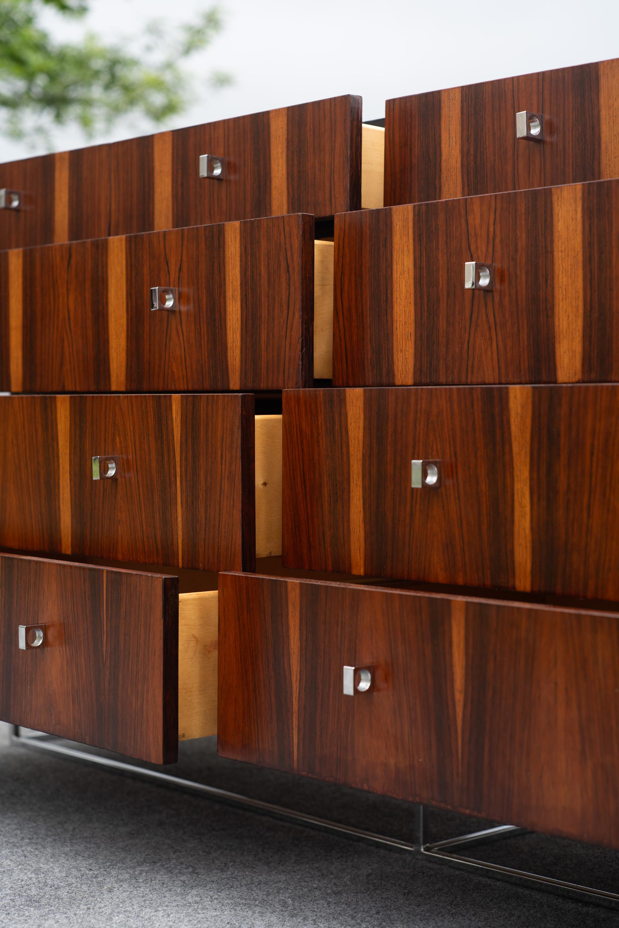 Milo Baughman für Rougier Palisander & Chrom 10-Schubladen-Credenza-Schrank Kommode im Angebot 6