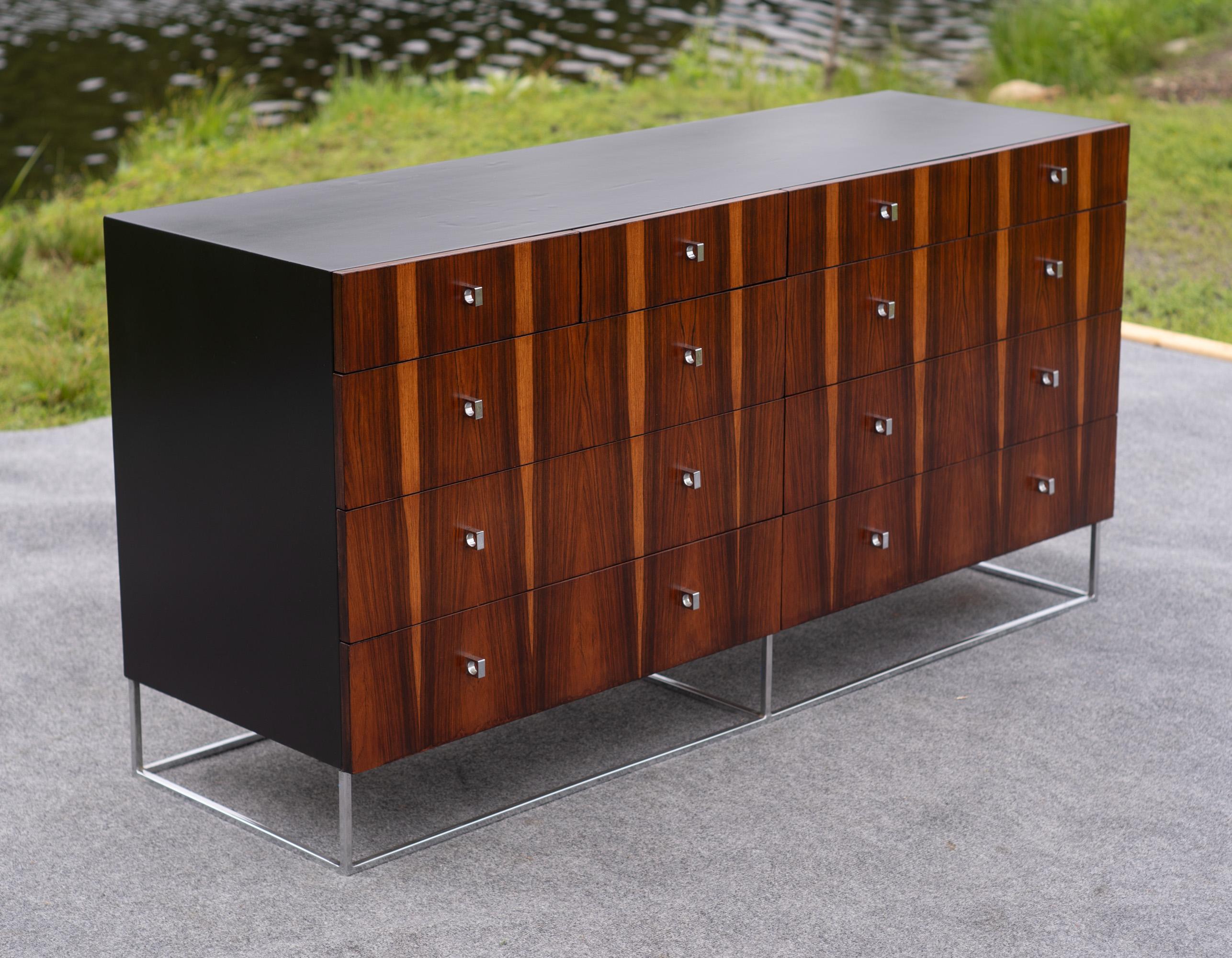 Milo Baughman für Rougier Palisander & Chrom 10-Schubladen-Credenza-Schrank Kommode (Stahl) im Angebot
