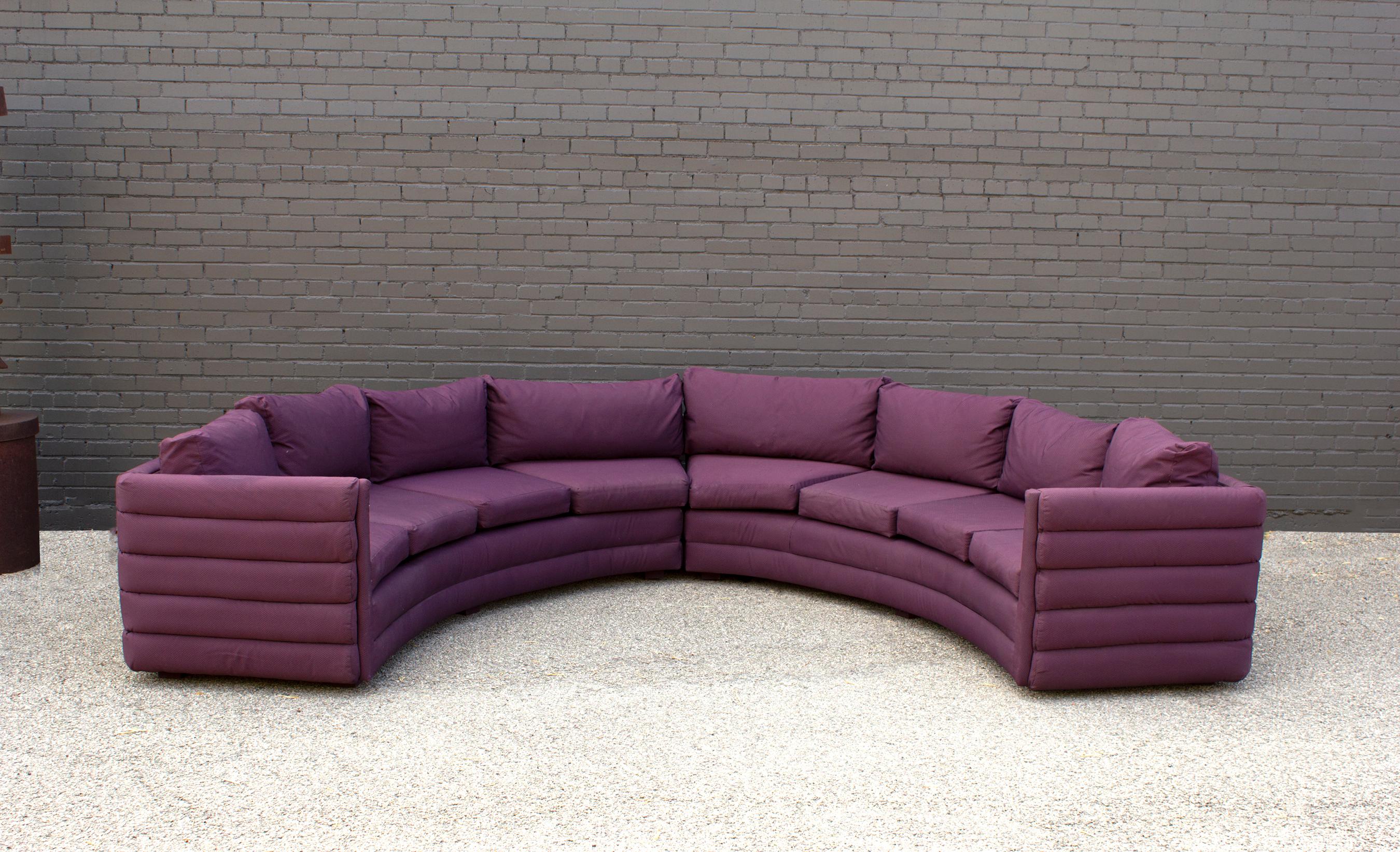 Mid-Century Modern Milo Baughman For Thayer Coggin 1970s Channel Back Semi-Circular Sectional Sofa