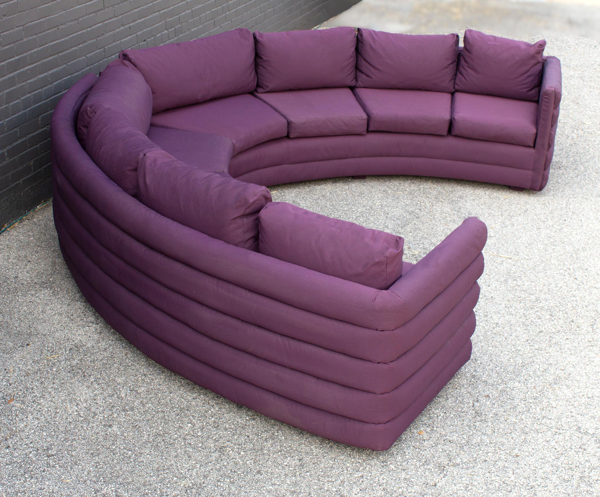 Milo Baughman For Thayer Coggin 1970s Channel Back Semi-Circular Sectional Sofa 1