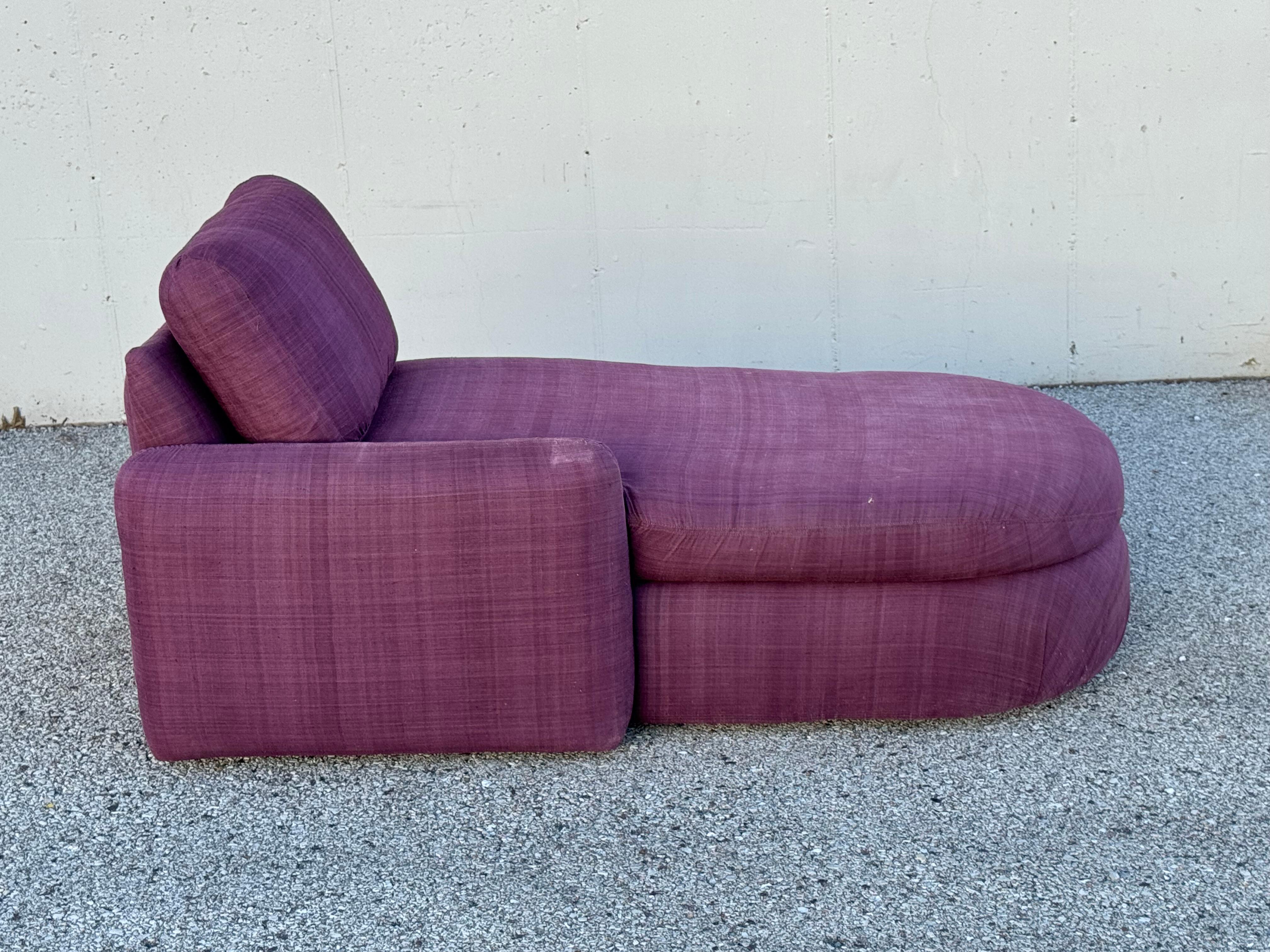 Milo Baughman for Thayer-Coggin 1980's One Arm Chaise Lounge - Down Cushions For Sale 3