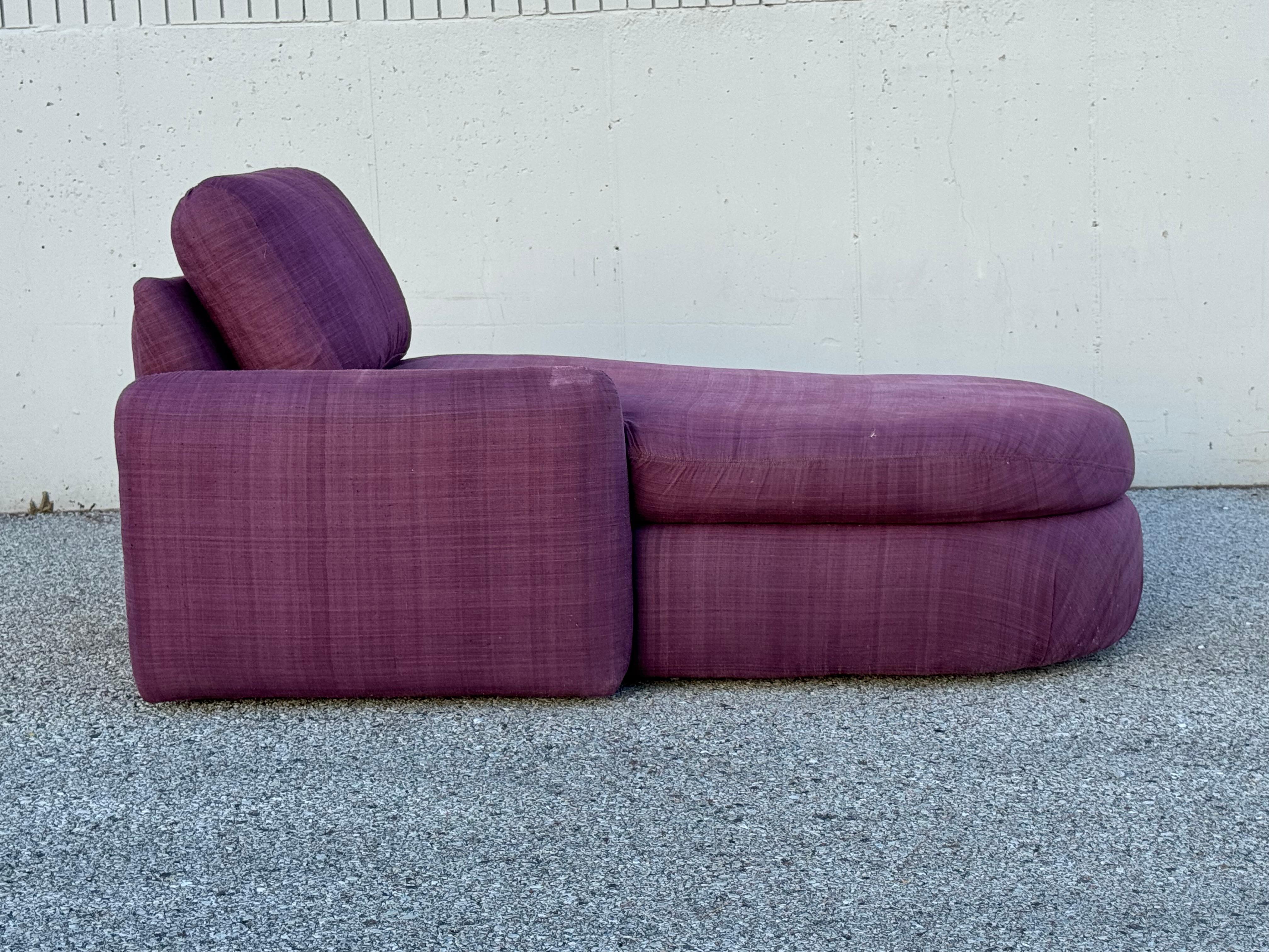 Milo Baughman for Thayer-Coggin 1980's One Arm Chaise Lounge - Down Cushions For Sale 4
