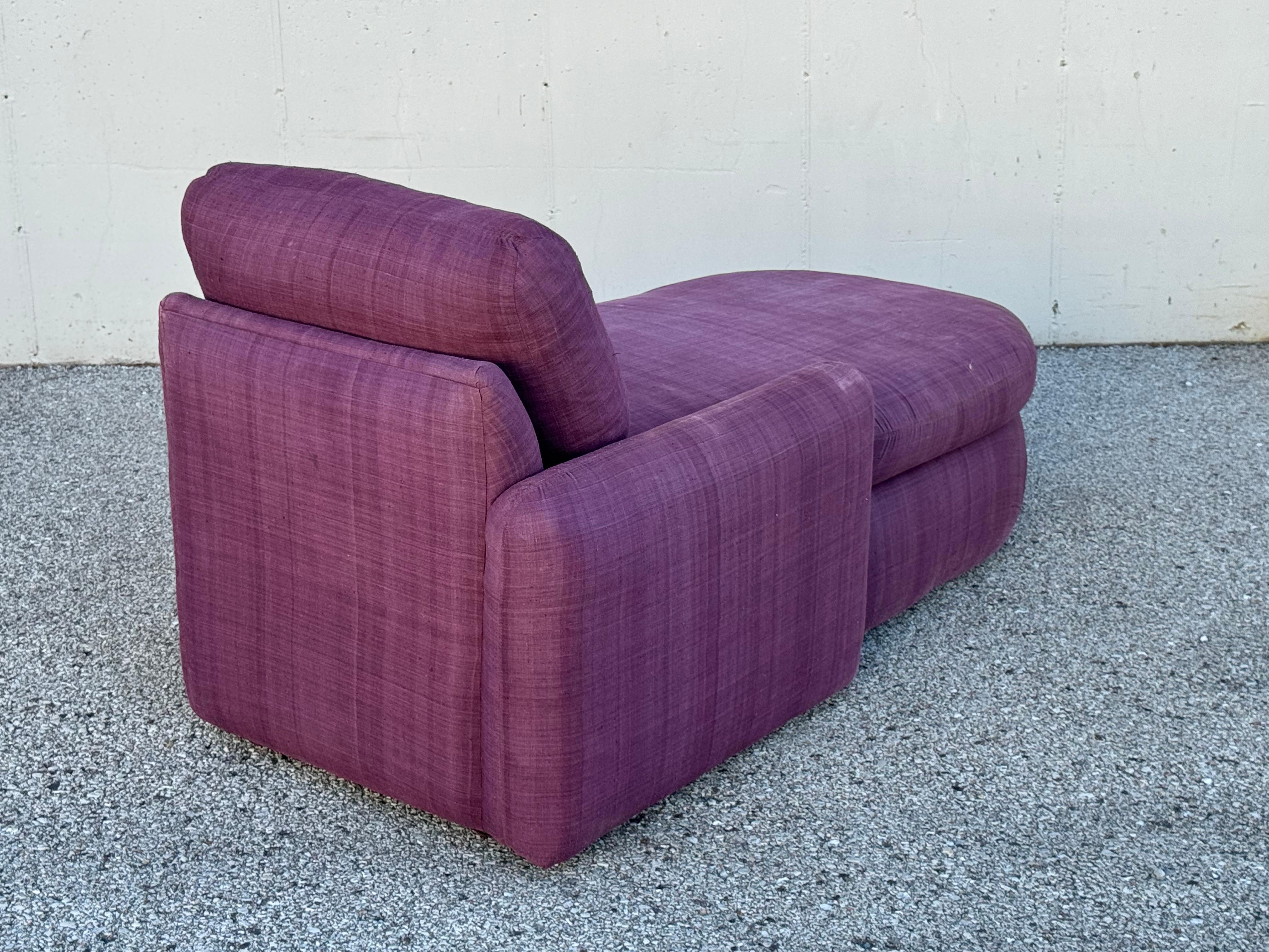 Milo Baughman for Thayer-Coggin 1980's One Arm Chaise Lounge - Down Cushions For Sale 6