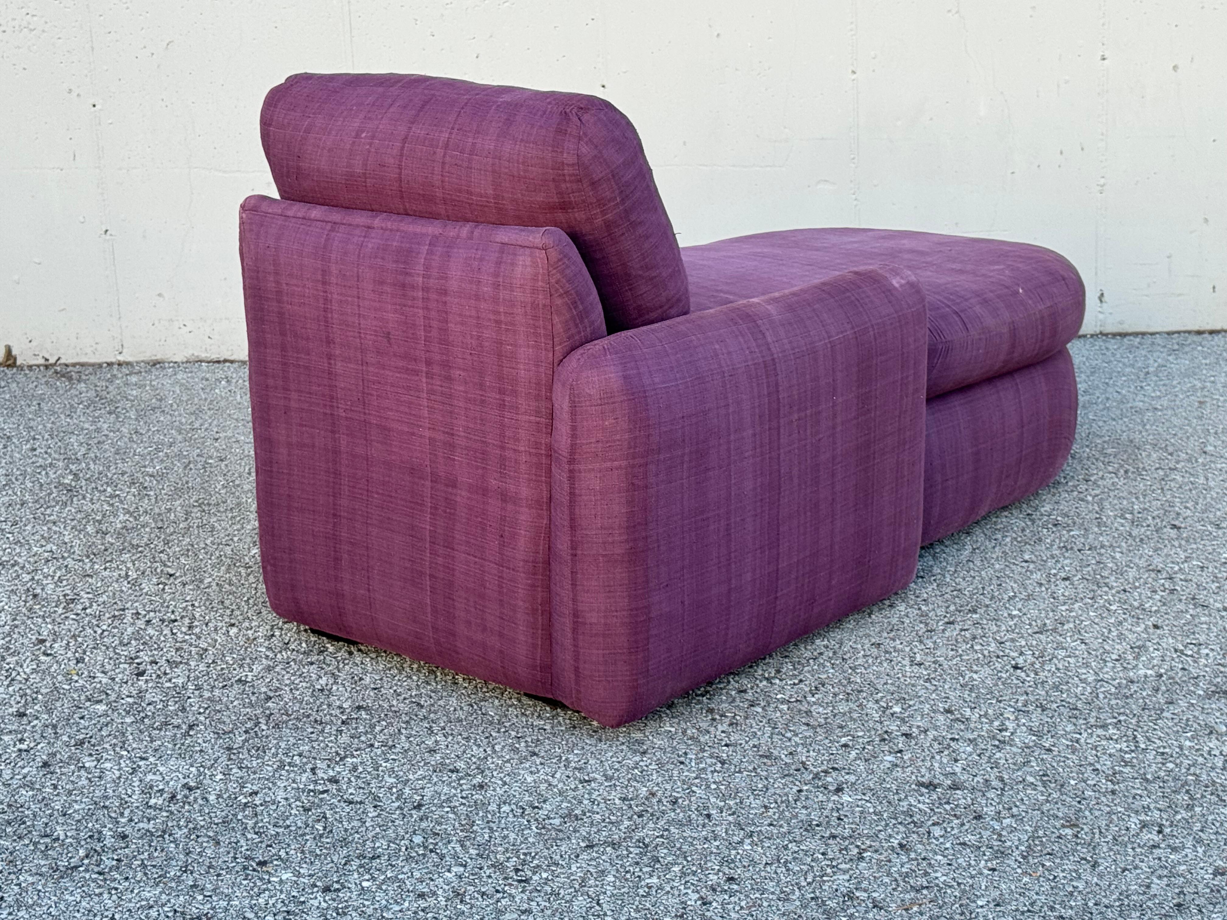 Milo Baughman for Thayer-Coggin 1980's One Arm Chaise Lounge - Down Cushions For Sale 7