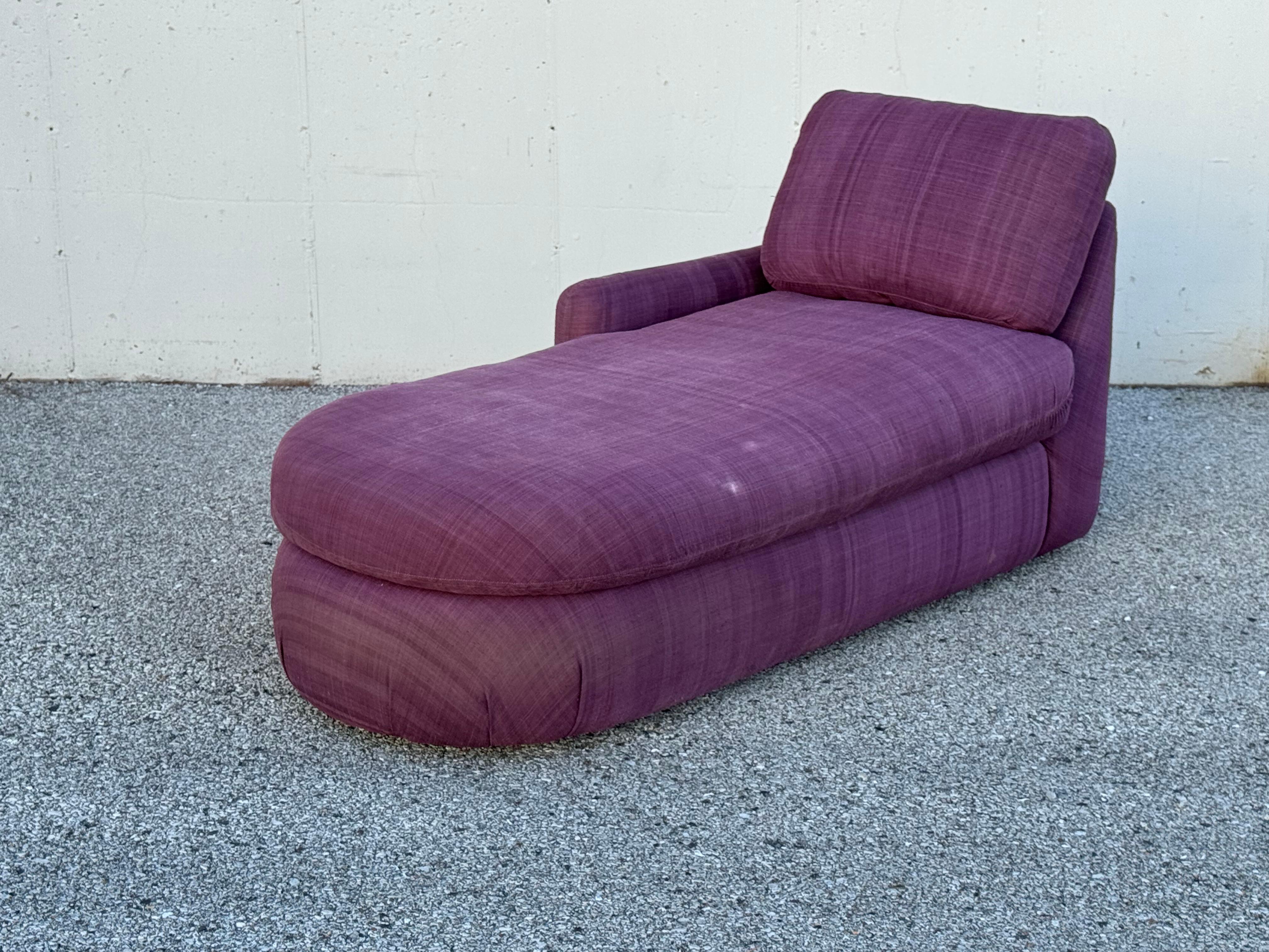 Mid-Century Modern Milo Baughman for Thayer-Coggin 1980's One Arm Chaise Lounge - Down Cushions For Sale