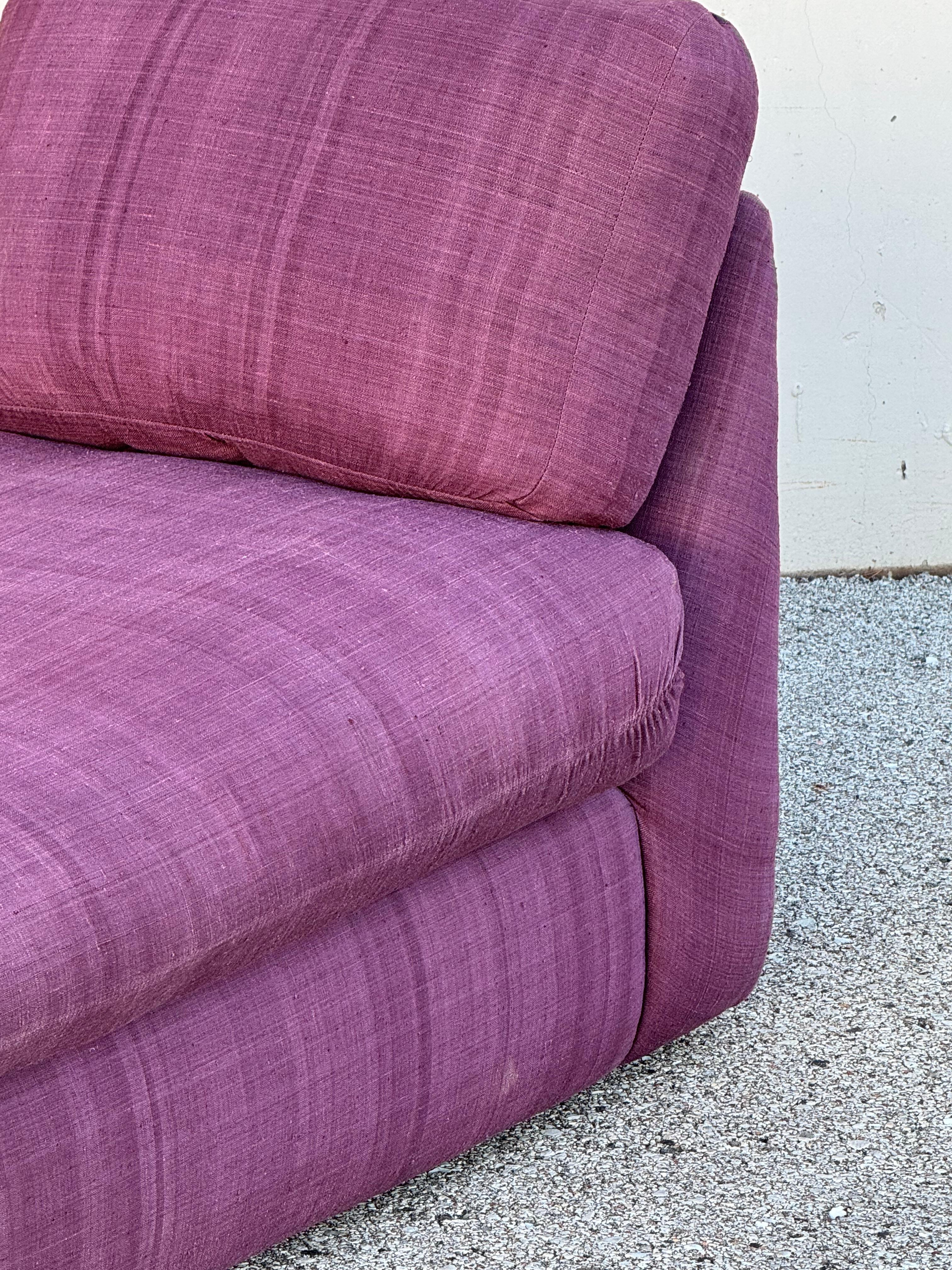 American Milo Baughman for Thayer-Coggin 1980's One Arm Chaise Lounge - Down Cushions For Sale