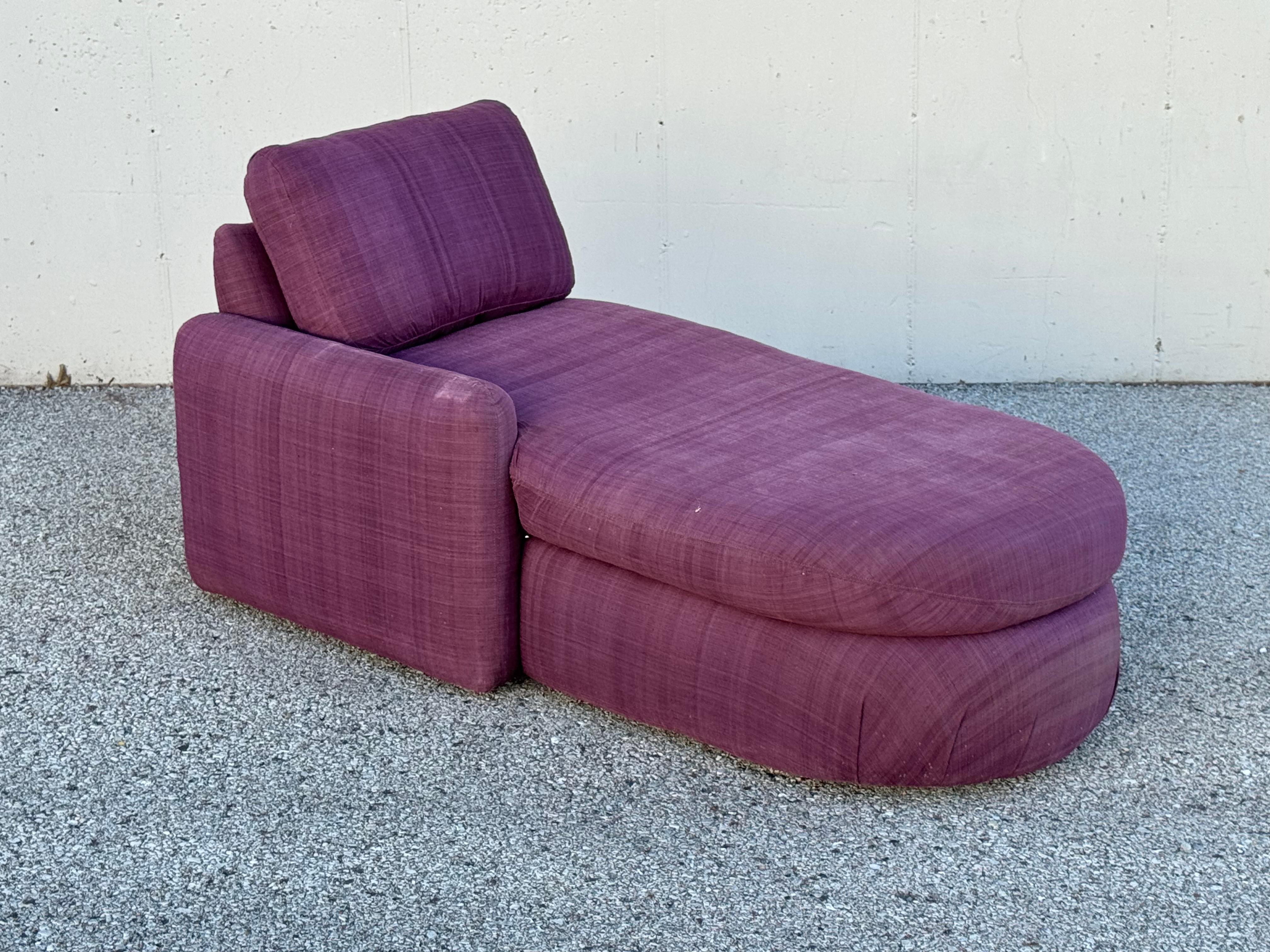 Upholstery Milo Baughman for Thayer-Coggin 1980's One Arm Chaise Lounge - Down Cushions For Sale
