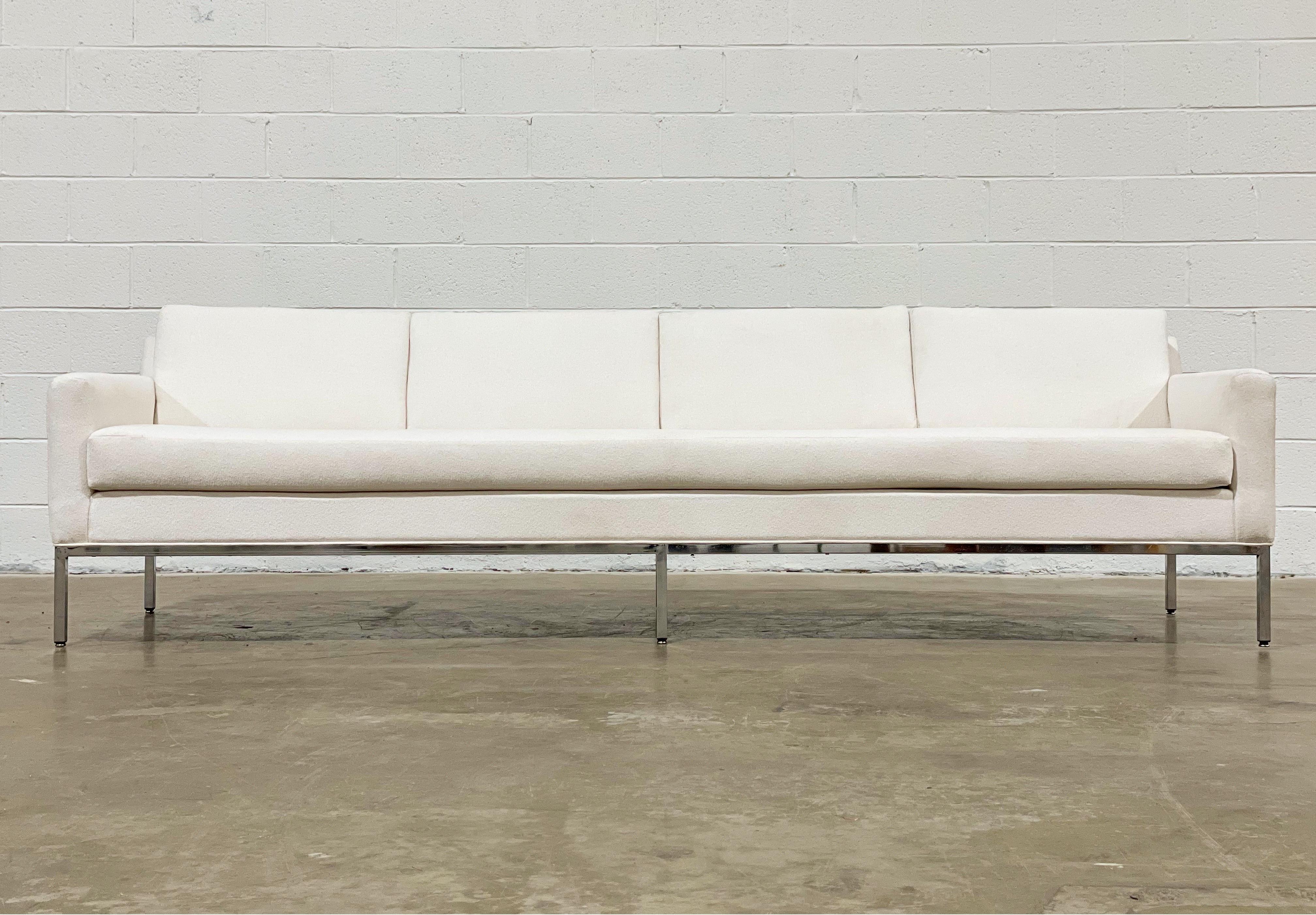 Milo Baughman for Thayer Coggin 4 Seat Midcentury Modern Sofa + Chrome Base 5