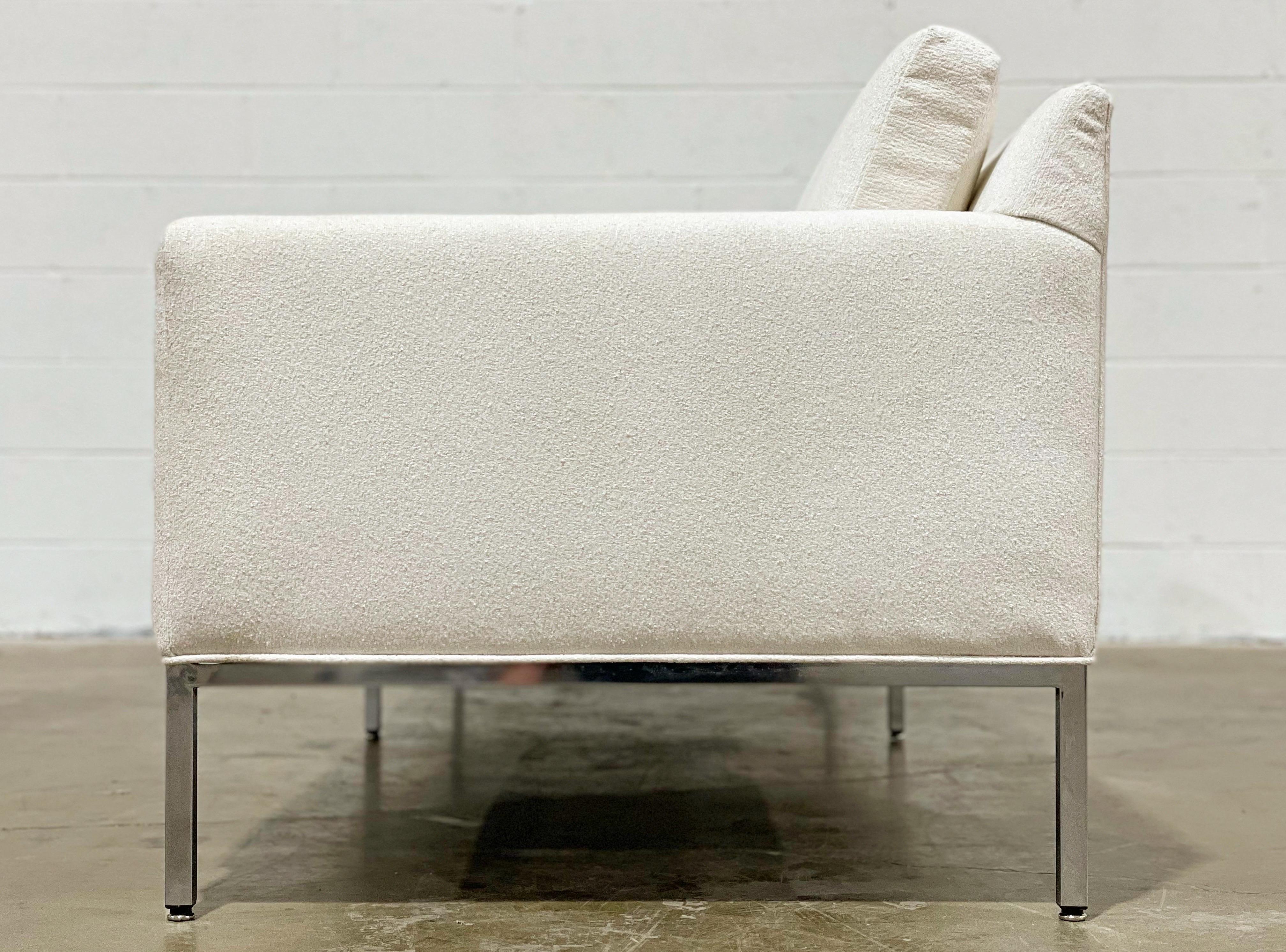 Milo Baughman for Thayer Coggin 4 Seat Midcentury Modern Sofa + Chrome Base In Good Condition In Decatur, GA