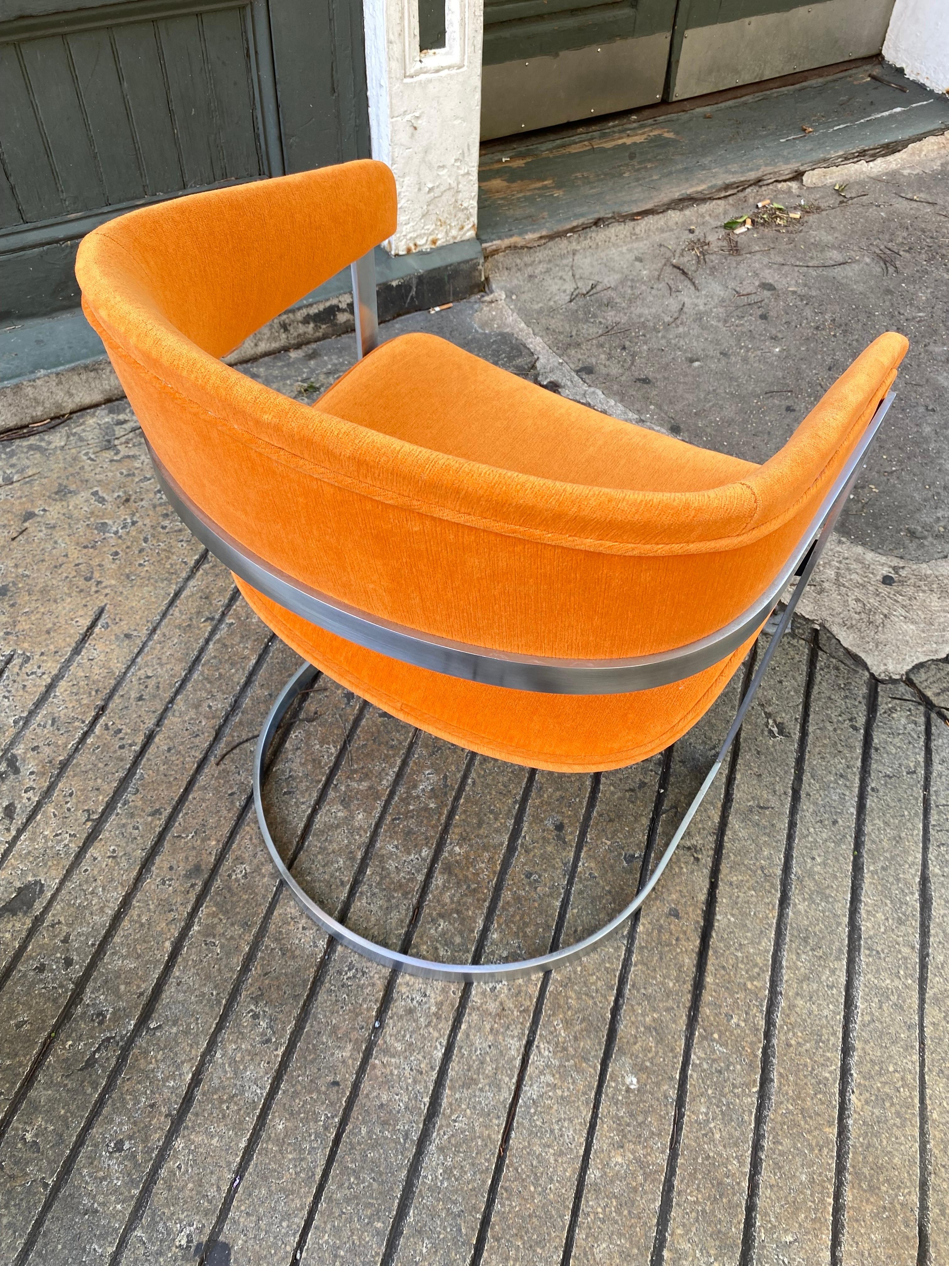 Aluminum Upholstered Chairs in the Style of Milo Baughman for Thayer Coggin  For Sale 4