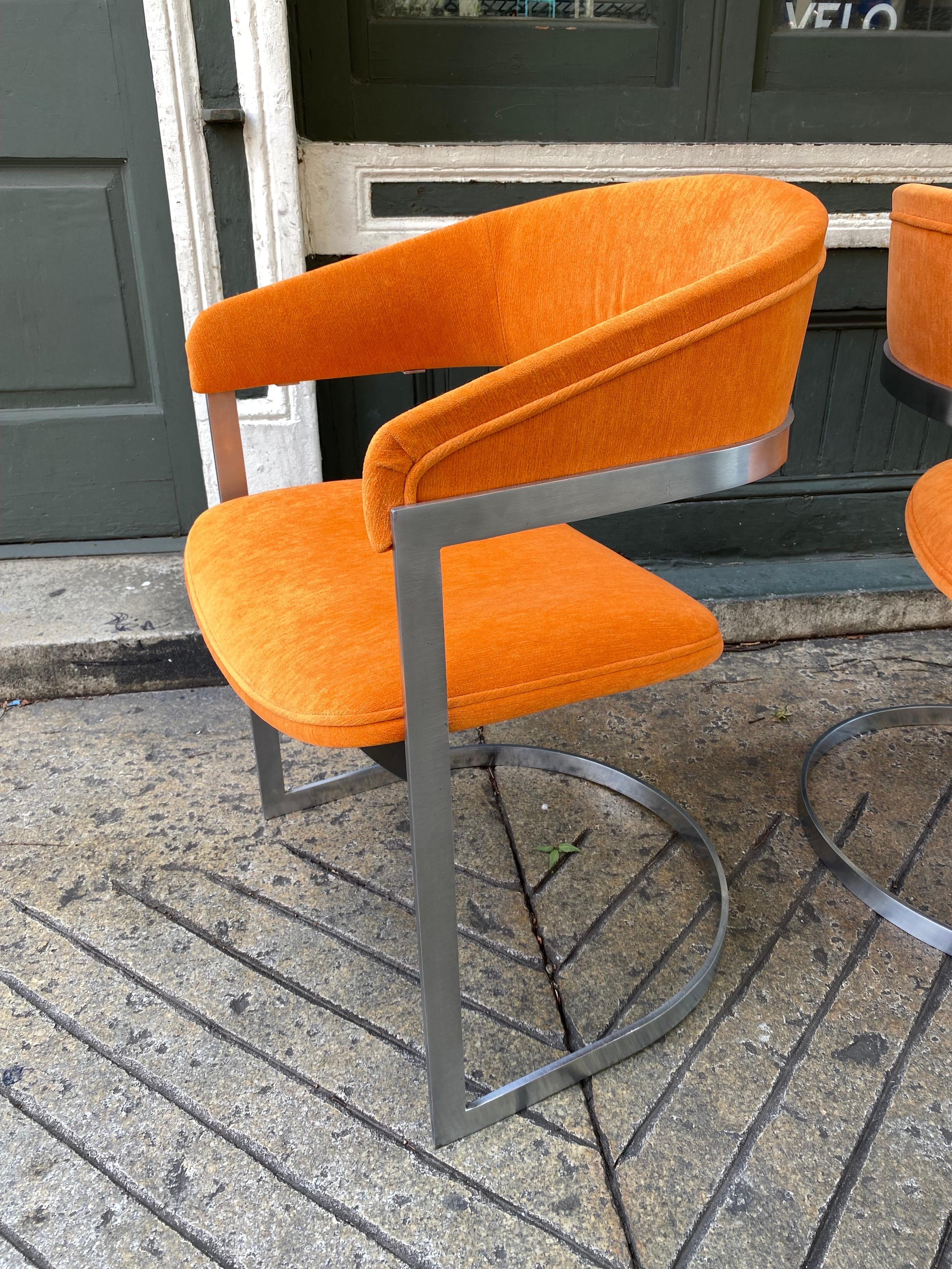 American Aluminum Upholstered Chairs in the Style of Milo Baughman for Thayer Coggin  For Sale