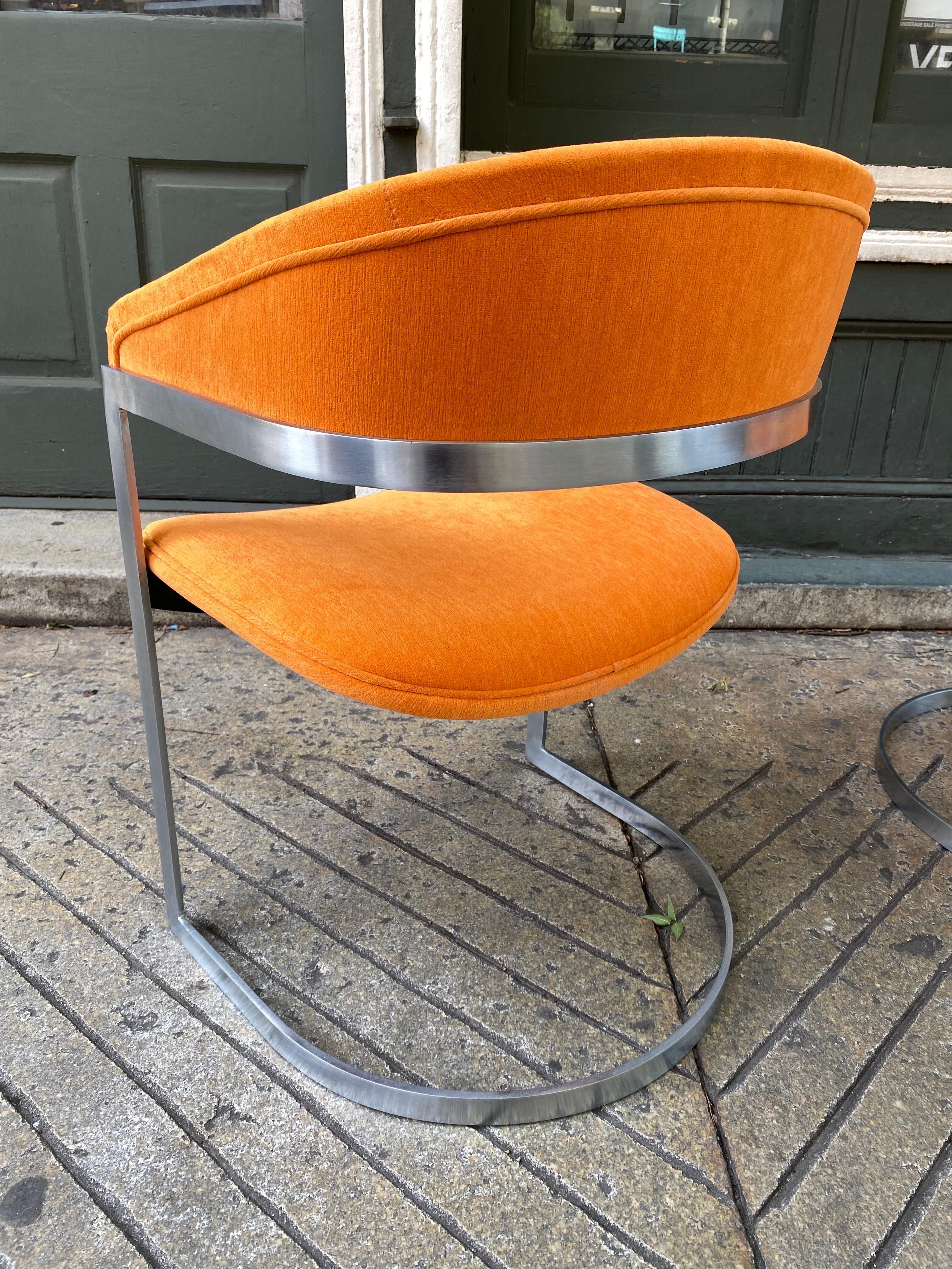 Aluminum Upholstered Chairs in the Style of Milo Baughman for Thayer Coggin  For Sale 1