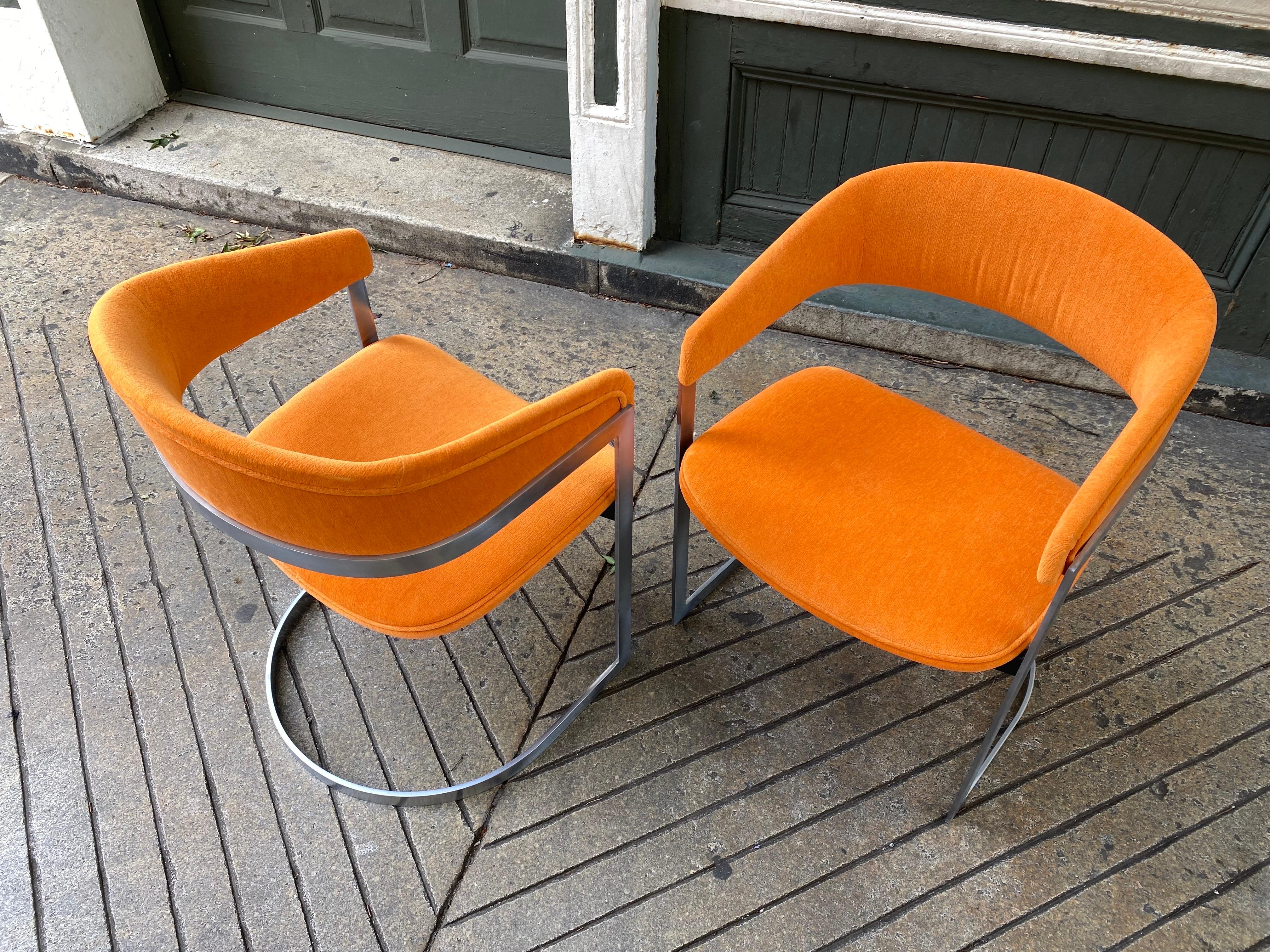 Aluminum Upholstered Chairs in the Style of Milo Baughman for Thayer Coggin  For Sale 2