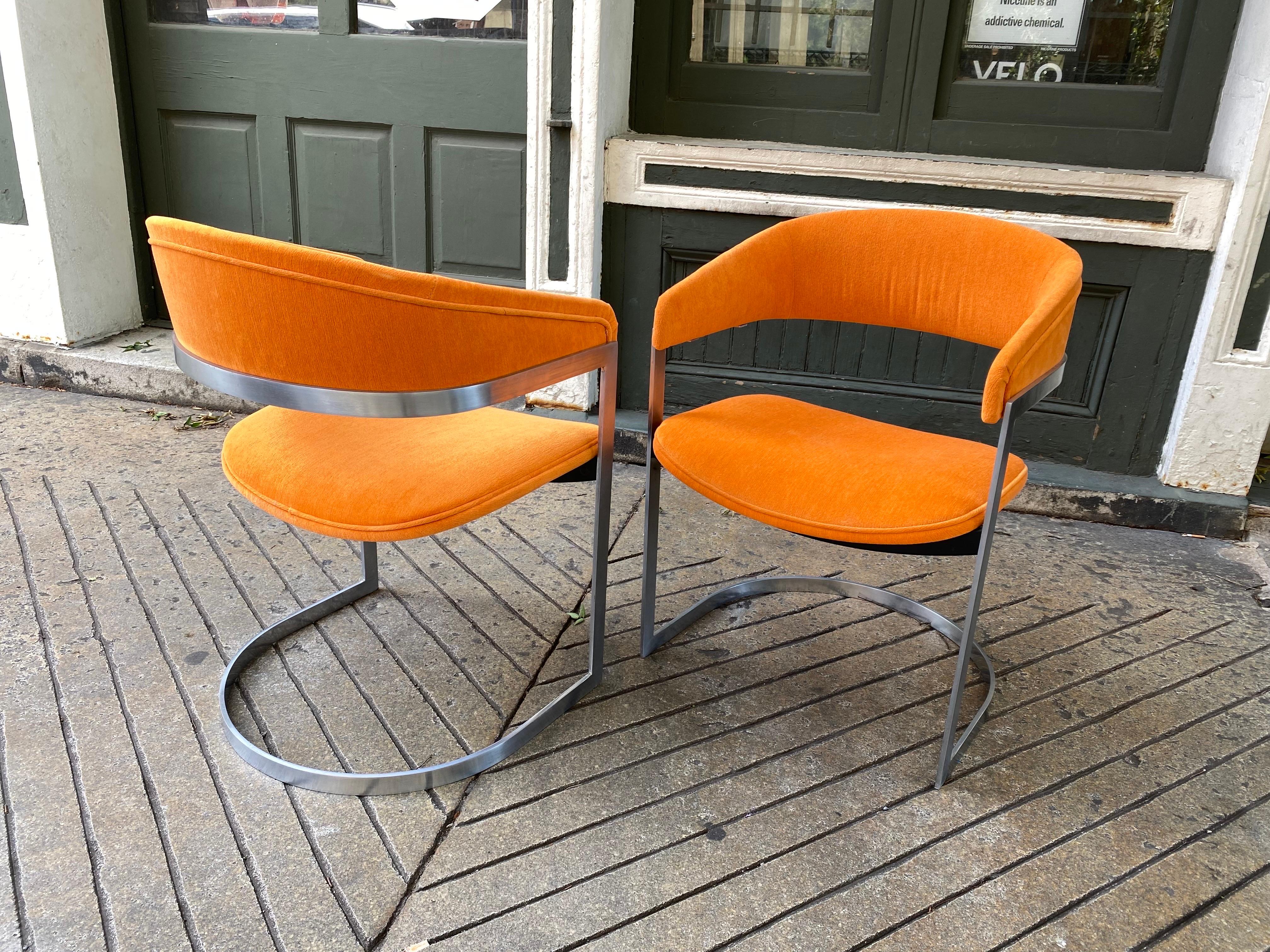 Aluminum Upholstered Chairs in the Style of Milo Baughman for Thayer Coggin  For Sale 3
