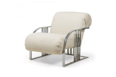 Milo Baughman for Thayer Coggin American Chrome Off-White Upholstered Armchair