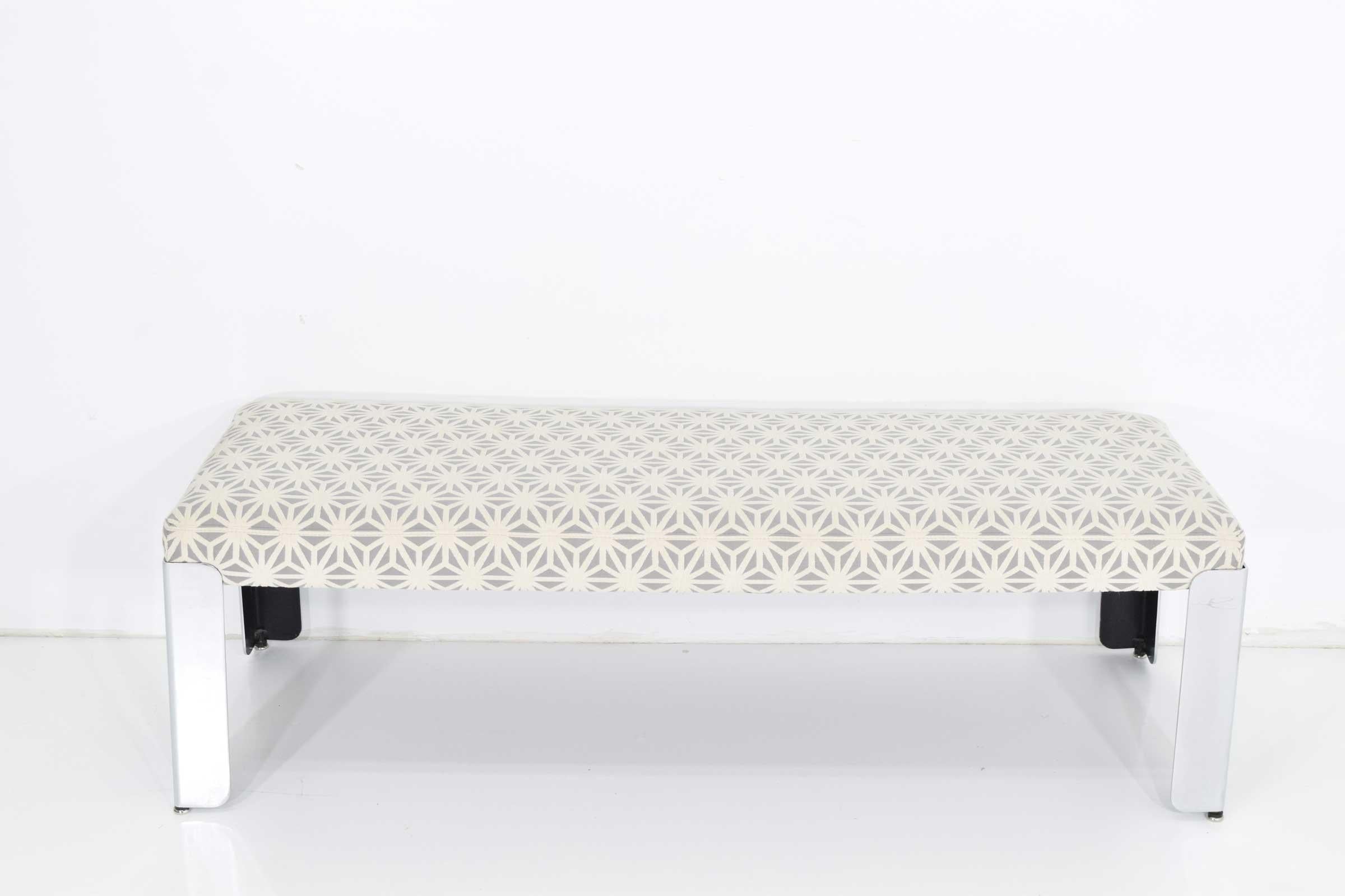 Beautiful bench with chrome legs by Milo Baughman for Thayer Coggin. Easy to change fabric if desired.