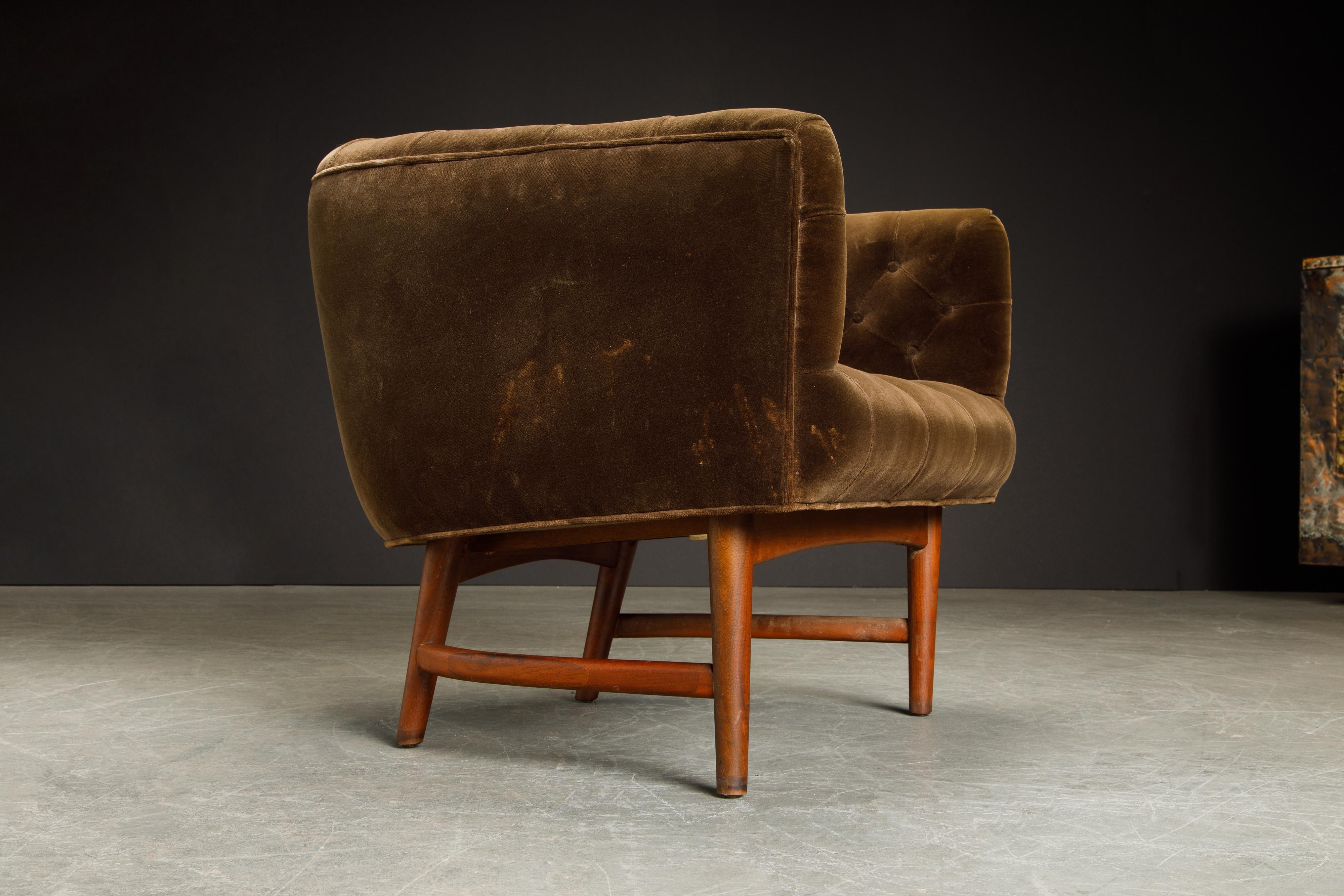 Milo Baughman for Thayer Coggin 'Betty' Tufted Velvet Barrel Chair, 1968, Signed 5