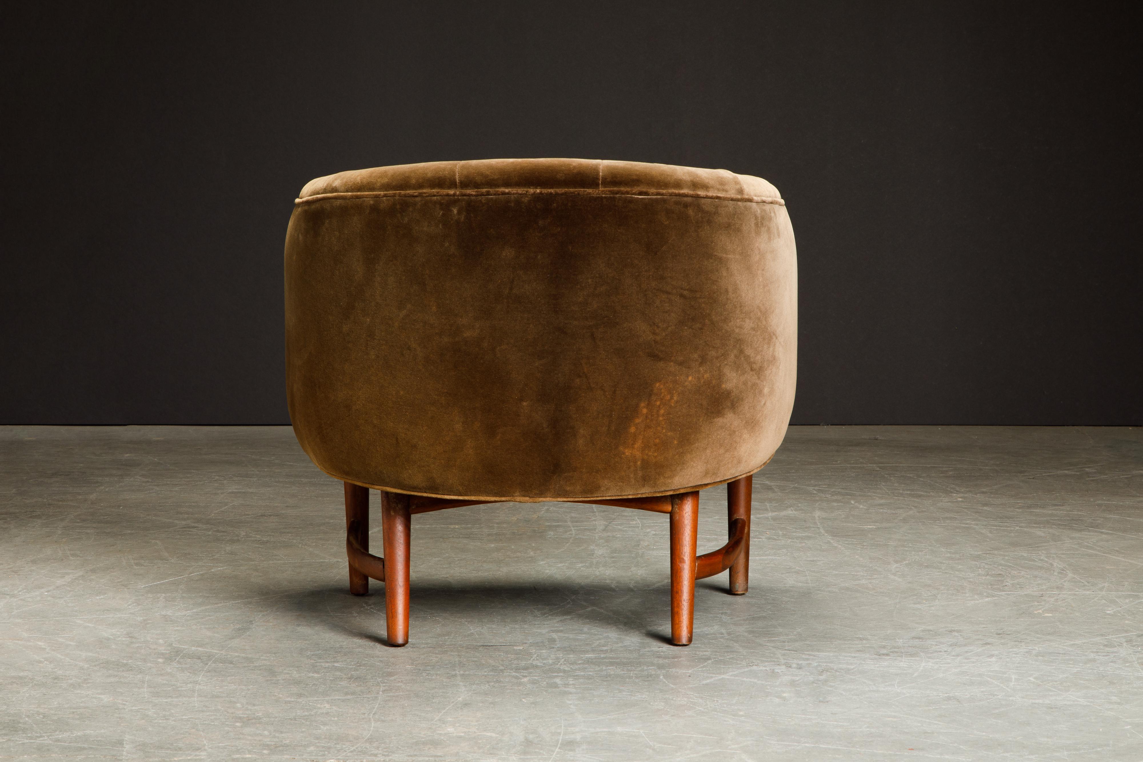 Mid-20th Century Milo Baughman for Thayer Coggin 'Betty' Tufted Velvet Barrel Chair, 1968, Signed