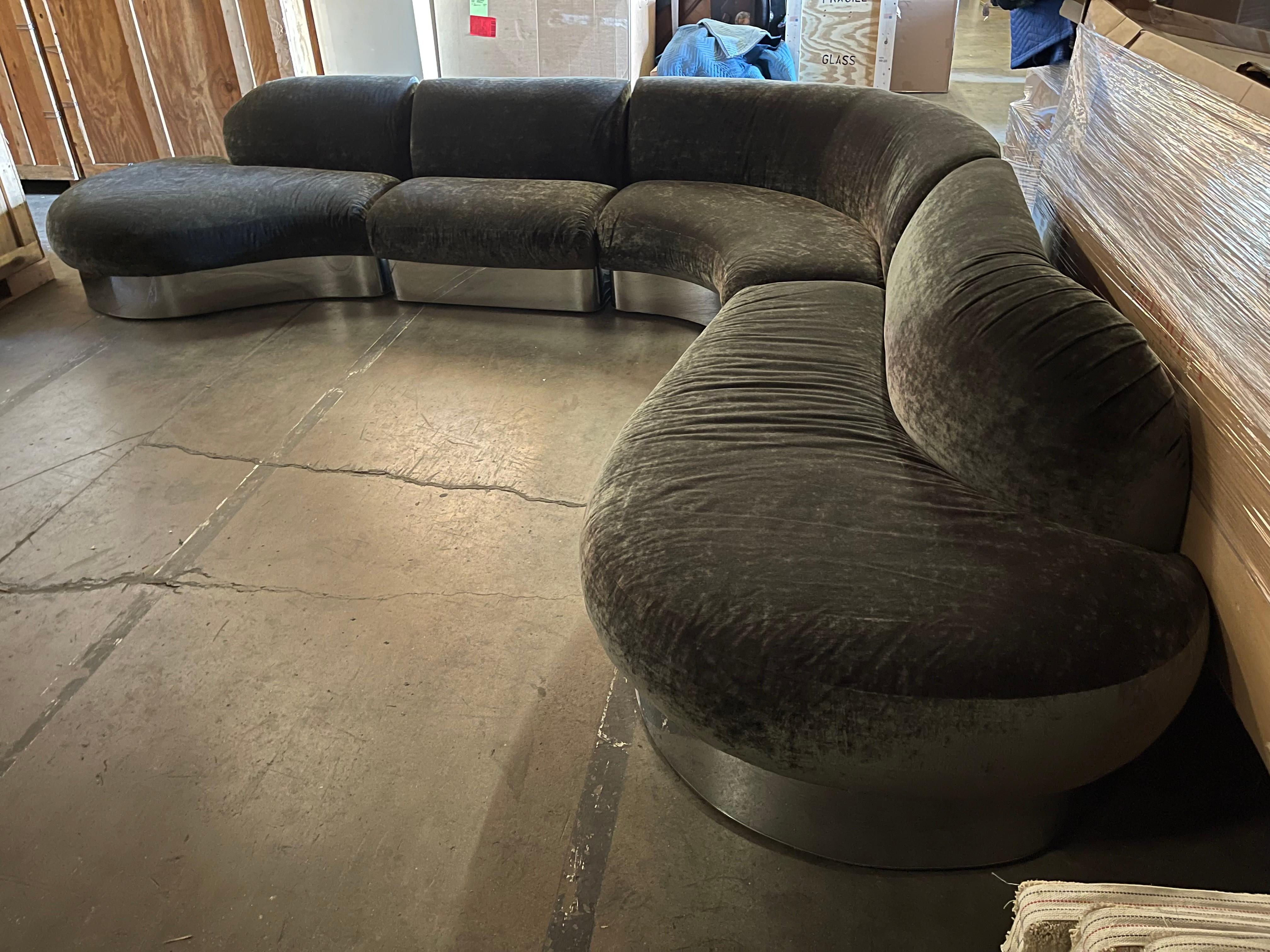 Upholstery Milo Baughman for Thayer Coggin Biomorphic Sectional Sofa, 1970s