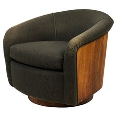 Milo Baughman for Thayer Coggin Black and Rosewood Wrapped Horseshoe Lounge / Ar
