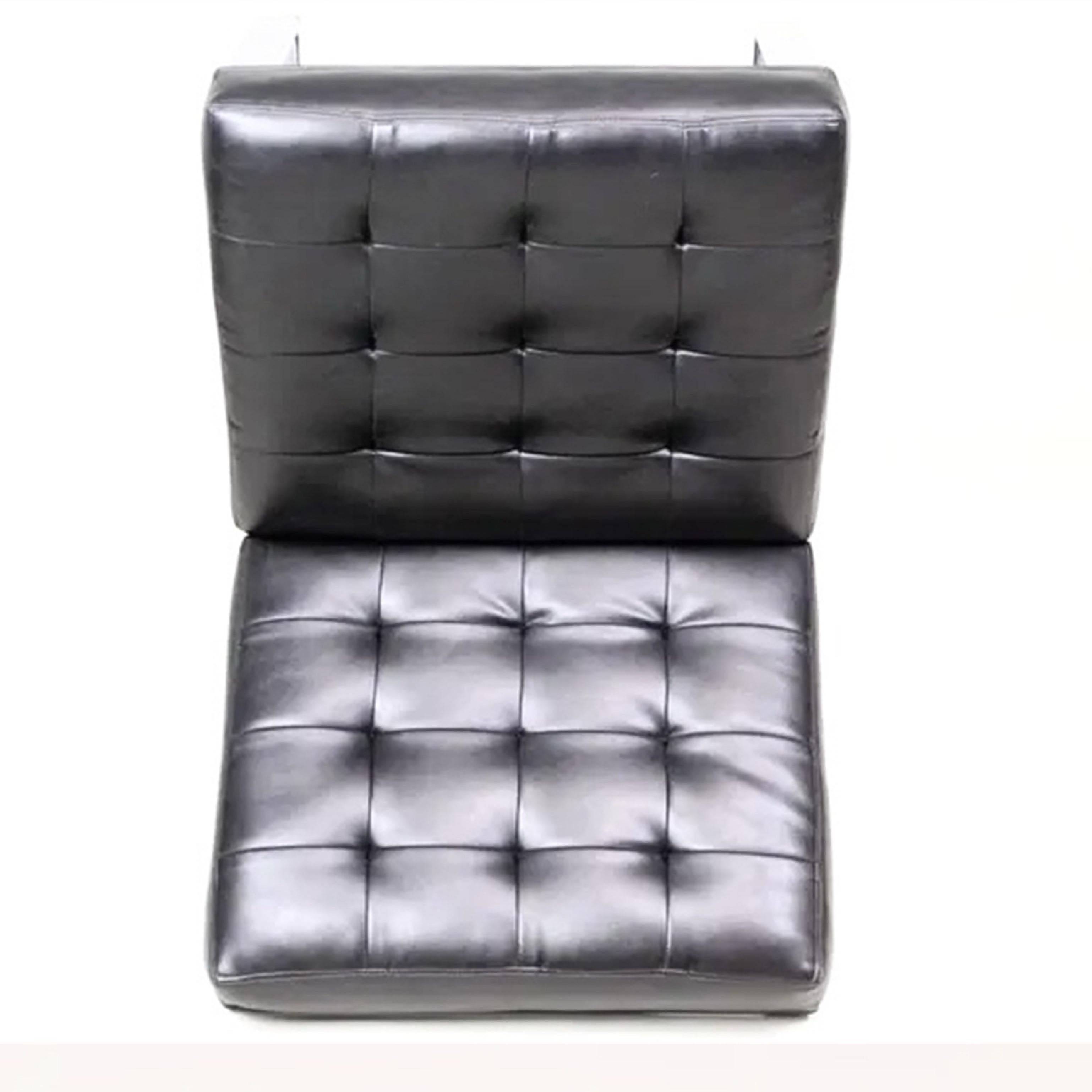 Mid-20th Century Milo Baughman EZ Rider Lounge Chair, Black Leather, Thayer Coggin, 1969. For Sale
