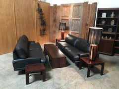 Milo Baughman for Thayer Coggin Black Leather Sofas a Pair