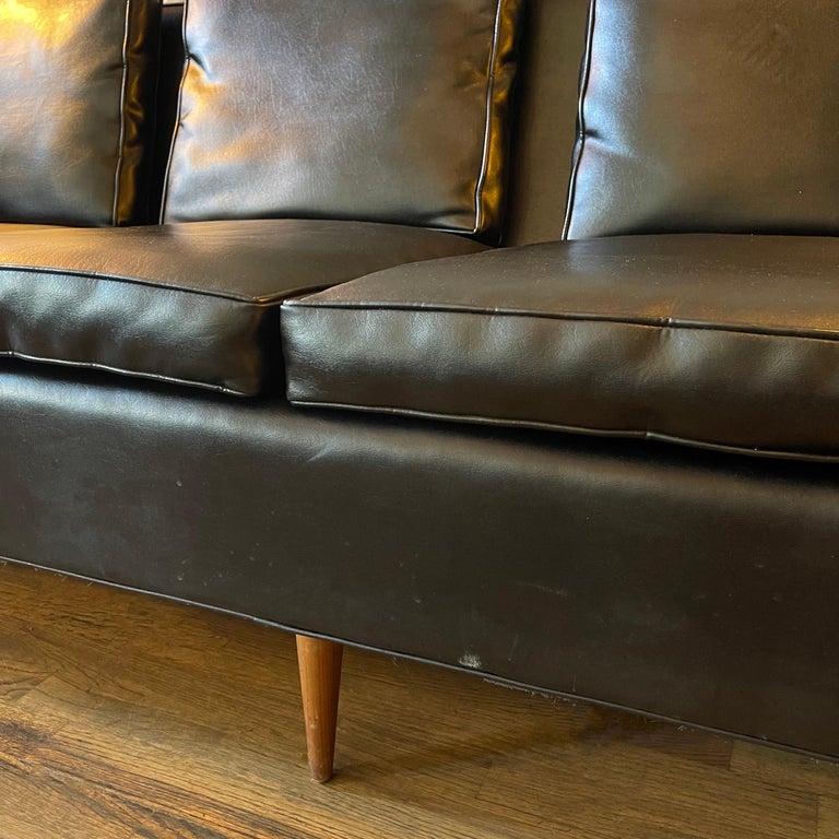 Milo Baughman For Thayer Coggin Black Naugahyde Sofa For Sale 5