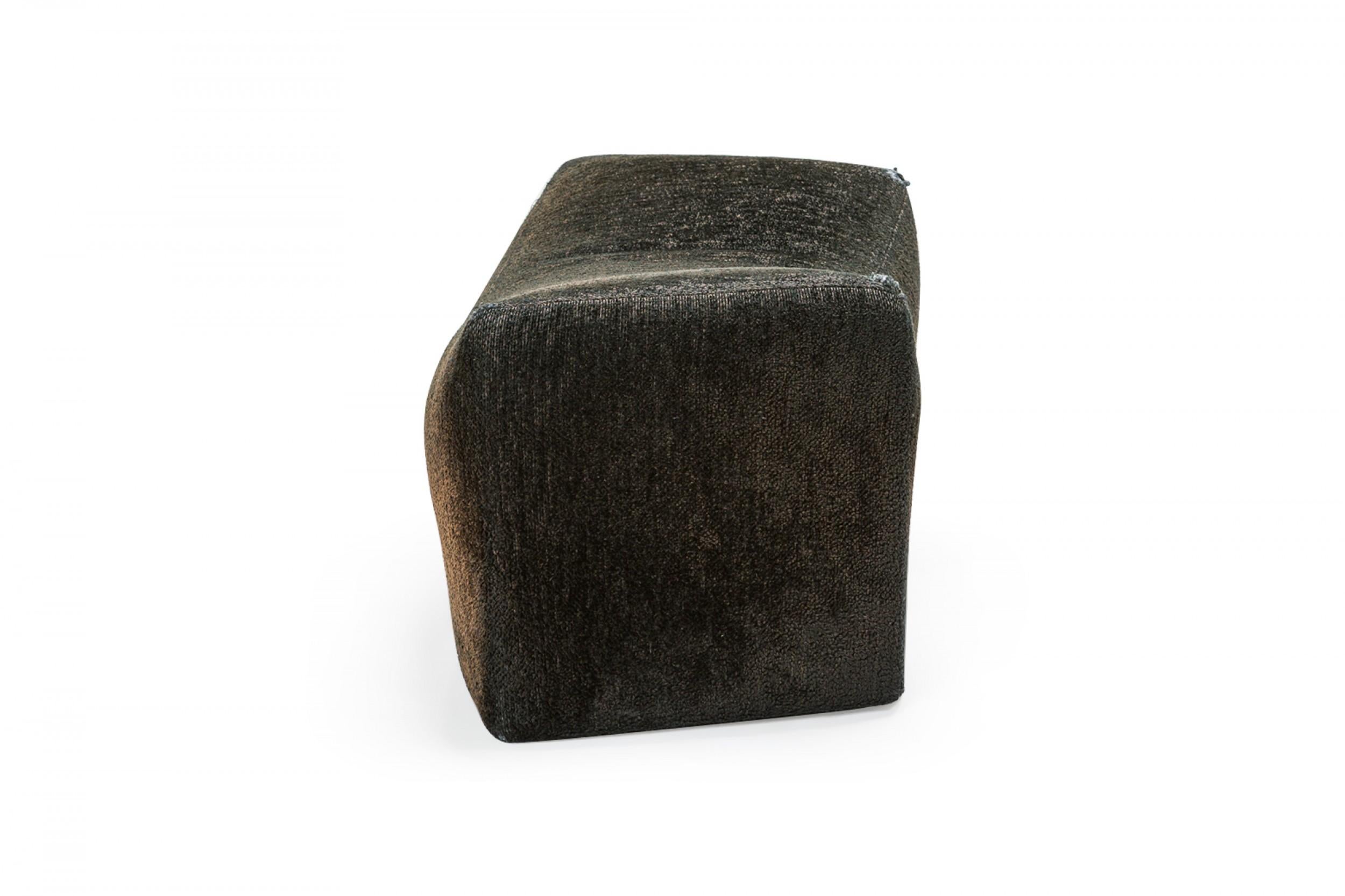 Mid-Century Modern Milo Baughman for Thayer Coggin Black Upholstered Saddle Ottoman For Sale