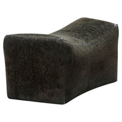 Pouf de selle noir rembourré Milo Baughman pour Thayer Coggin