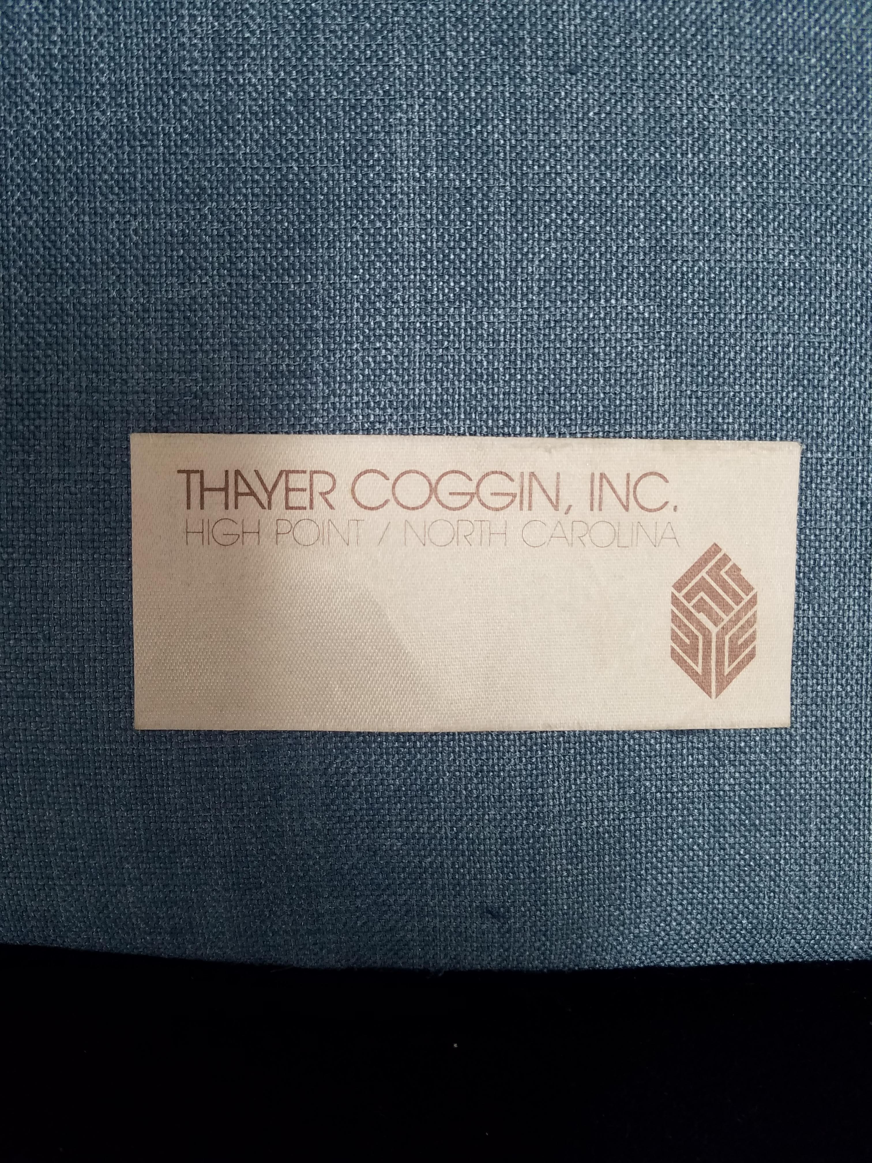 Milo Baughman for Thayer Coggin Blue Velvet Swivel Lounge Chair 13