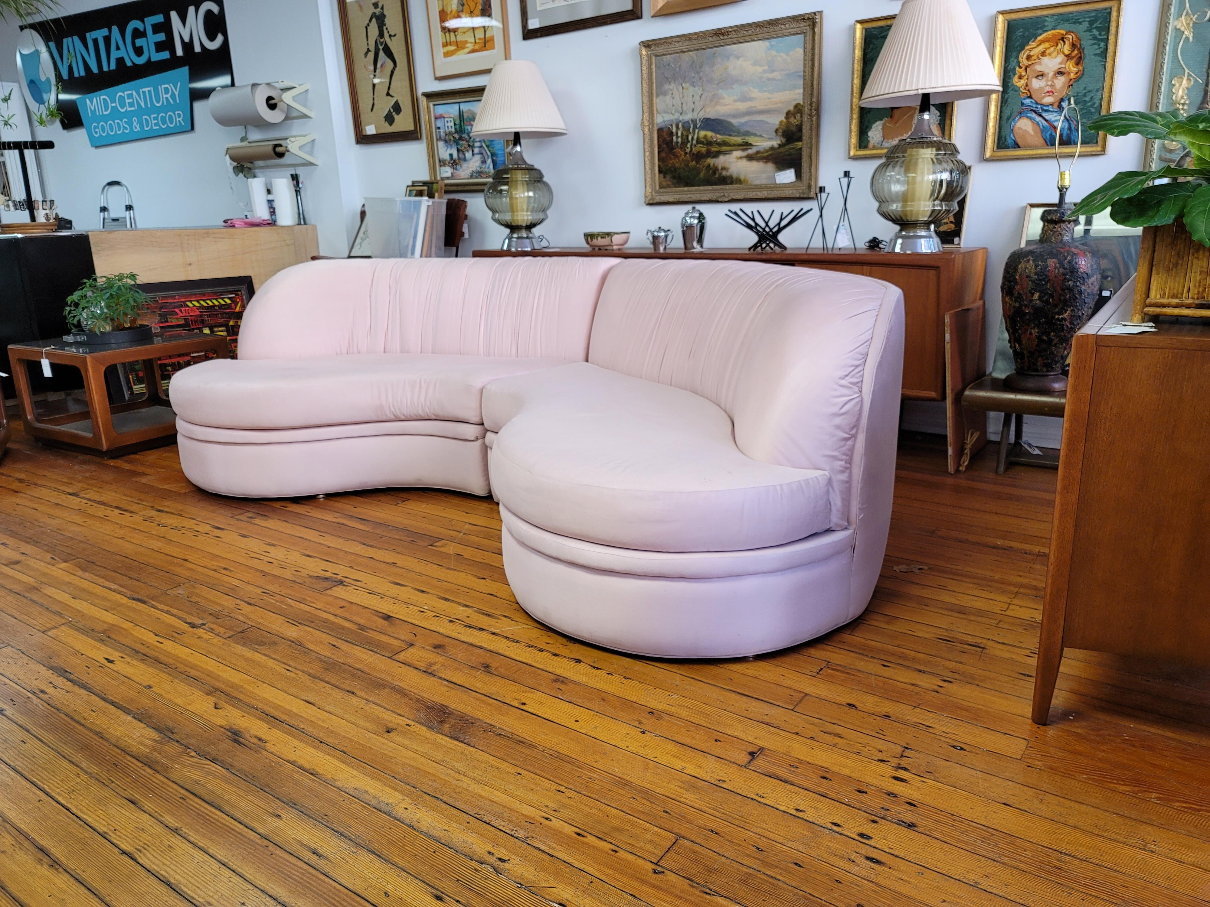 Milo Baughman for Thayer Coggin Blush Pink Sofa 8