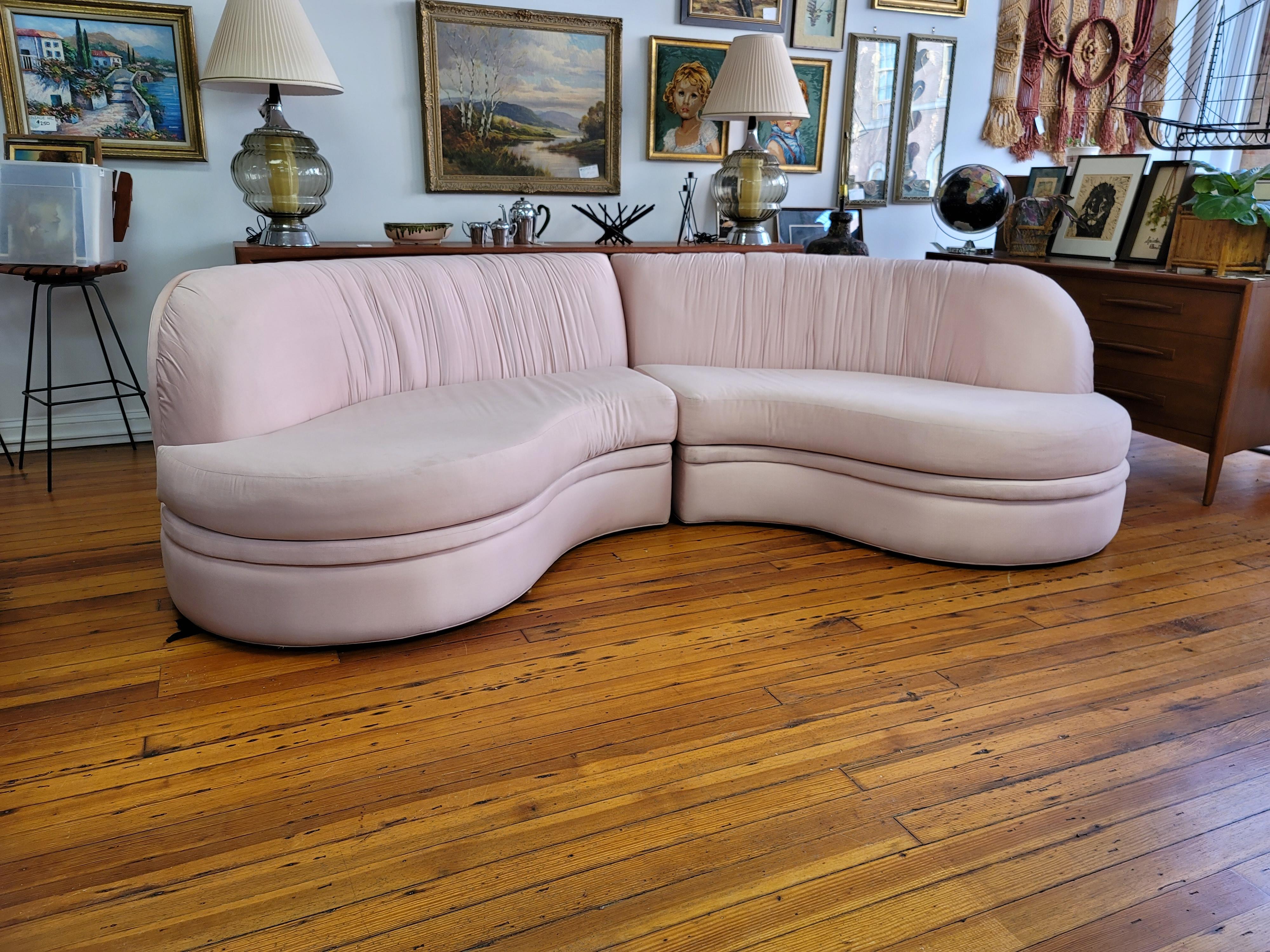Milo Baughman for Thayer Coggin Blush Pink Sofa 9