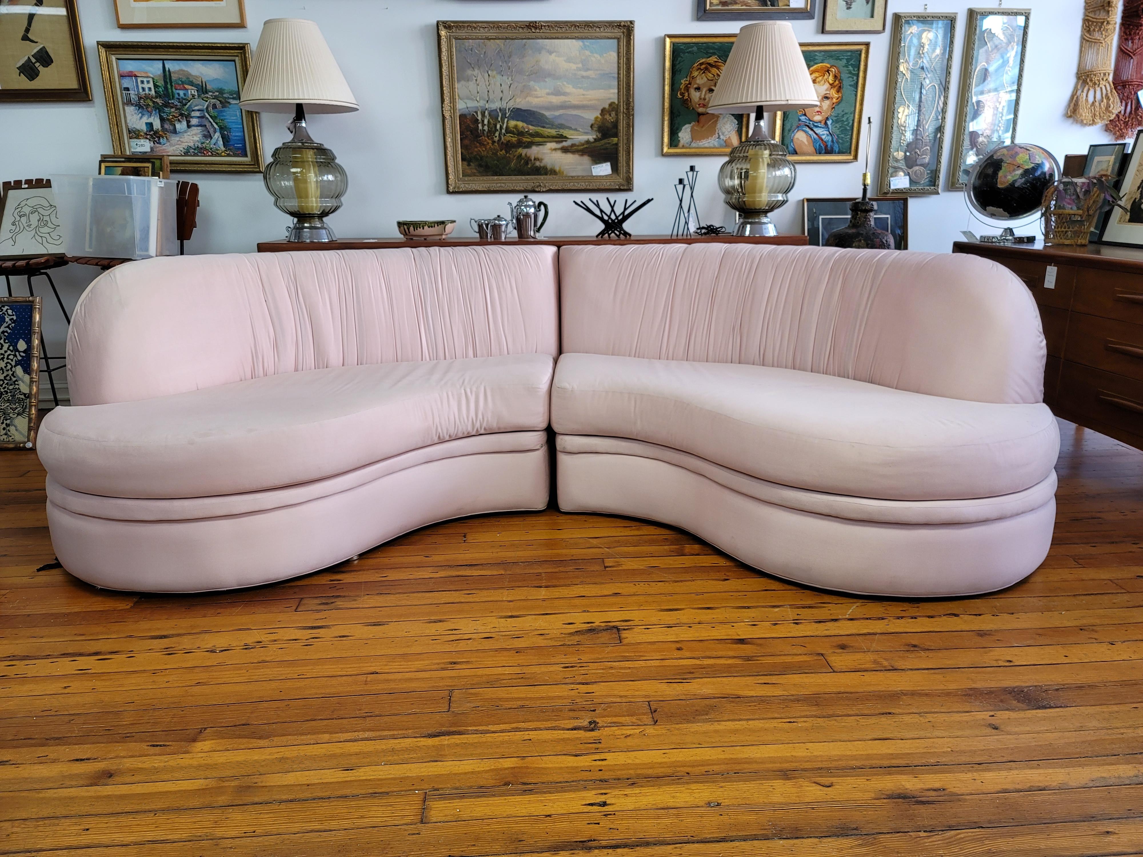 Modern Milo Baughman for Thayer Coggin Blush Pink Sofa