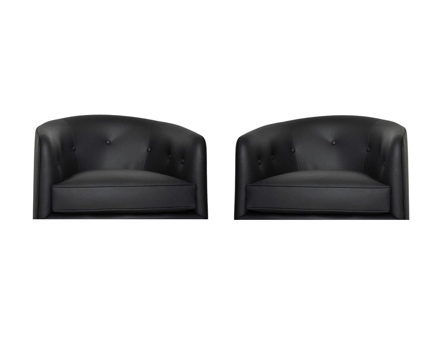 Mid-Century Modern Milo Baughman for Thayer Coggin Brass Swivel Lounge Chairs For Sale