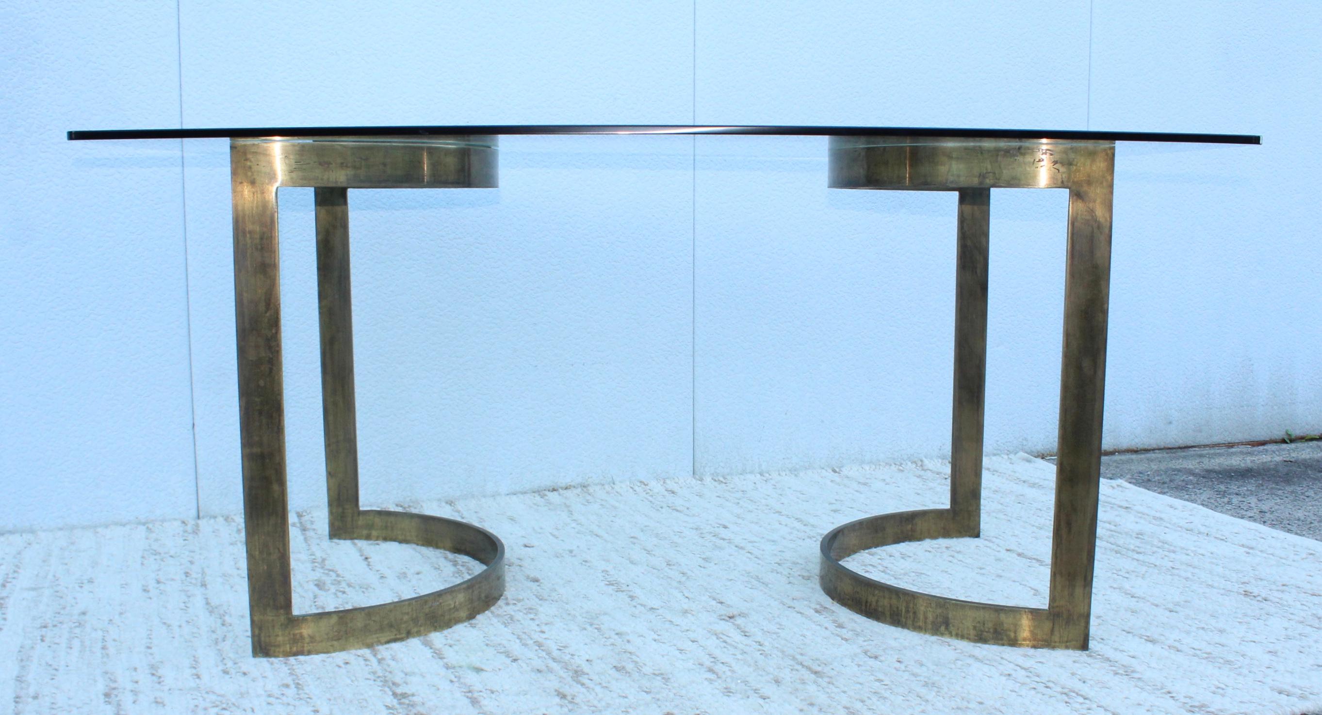 Late 20th Century Attributed to Milo Baughman for Thayer Coggin Bronze and Glass Dining Table