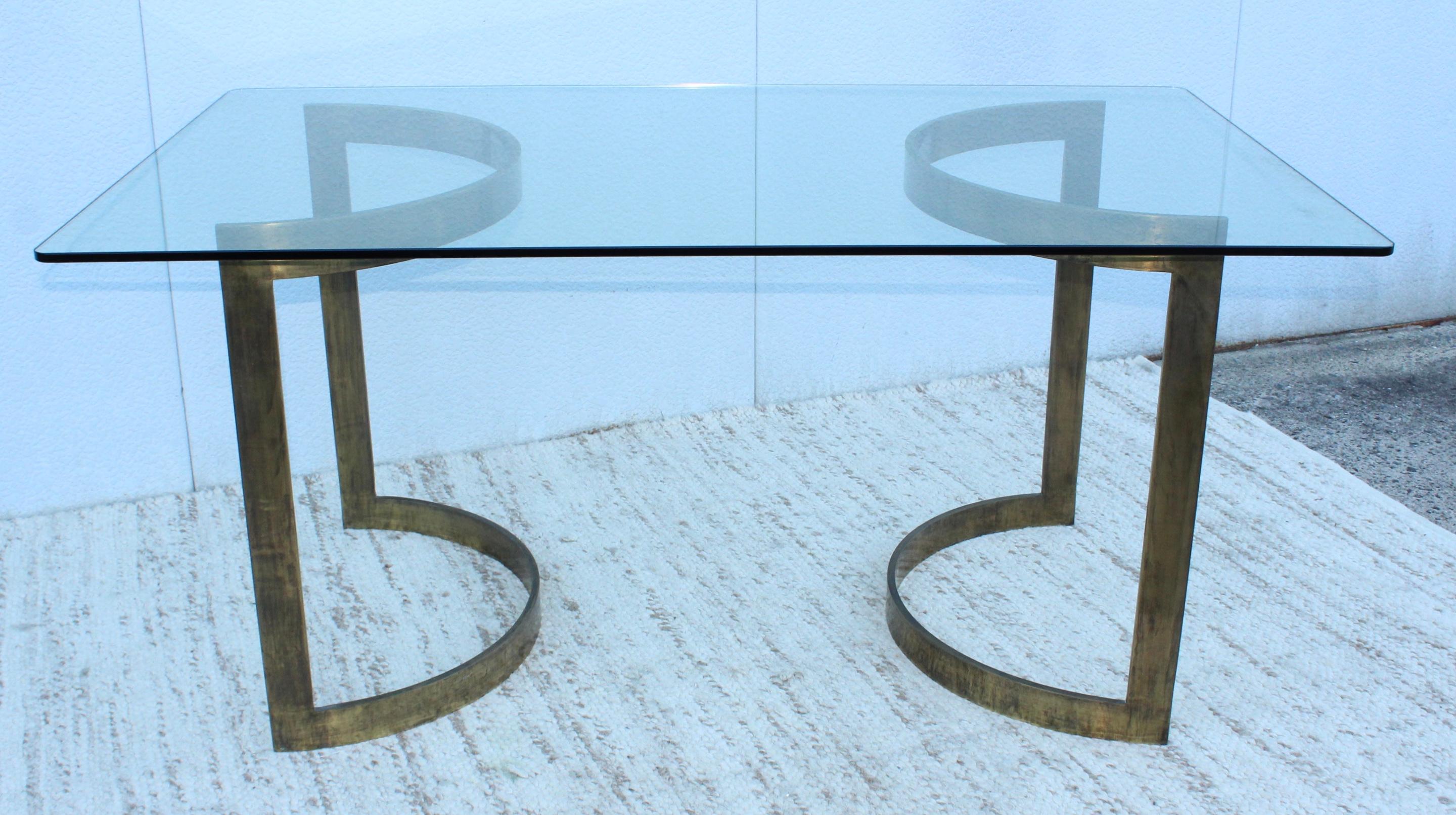 Attributed to Milo Baughman for Thayer Coggin Bronze and Glass Dining Table 1