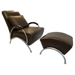 Milo Baughman for Thayer Coggin Brown Leather Club Chair & Ottoman Ltd Ed 52/500