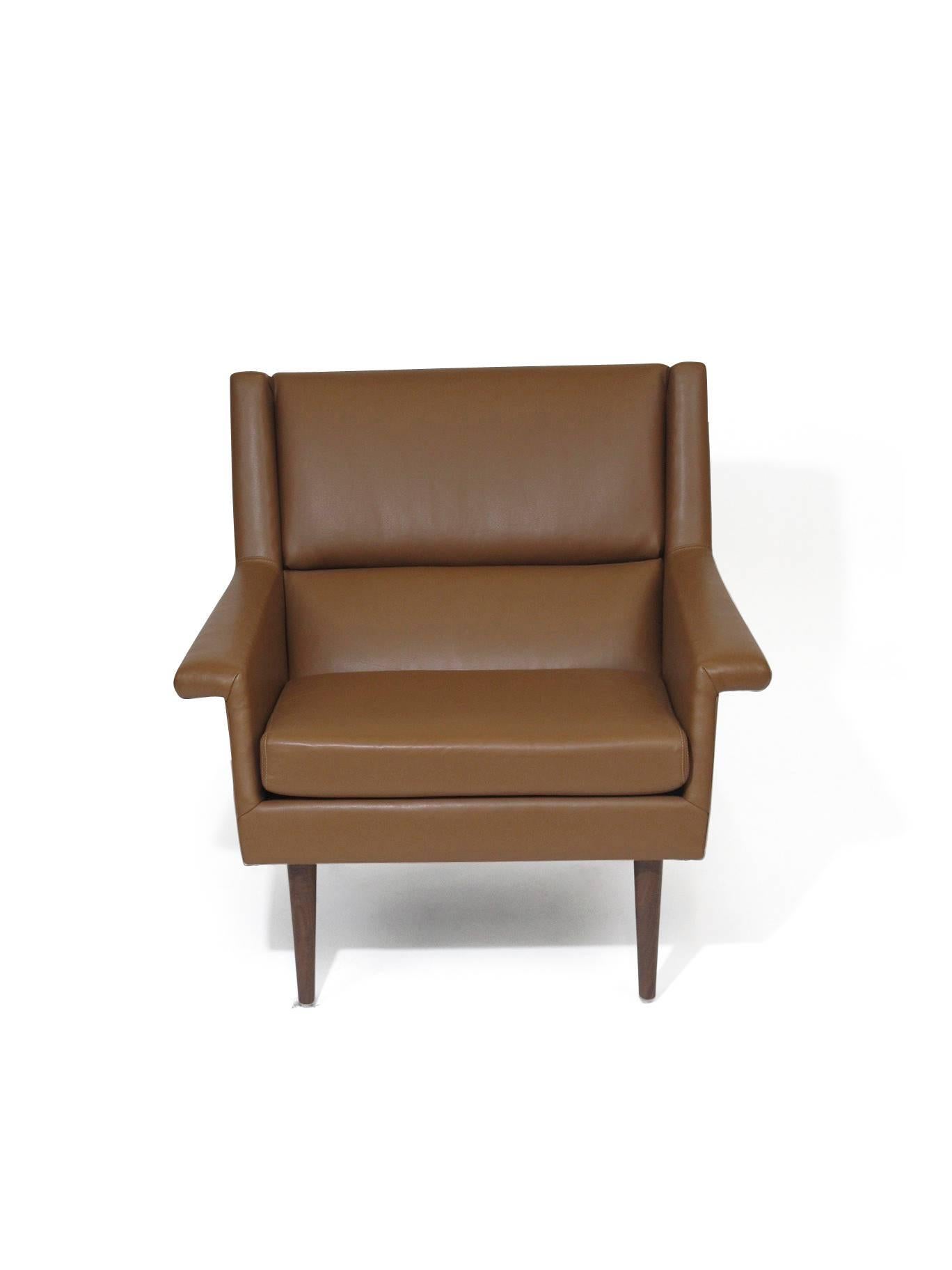American Milo Baughman for Thayer Coggin Brown Leather Lounge Chair