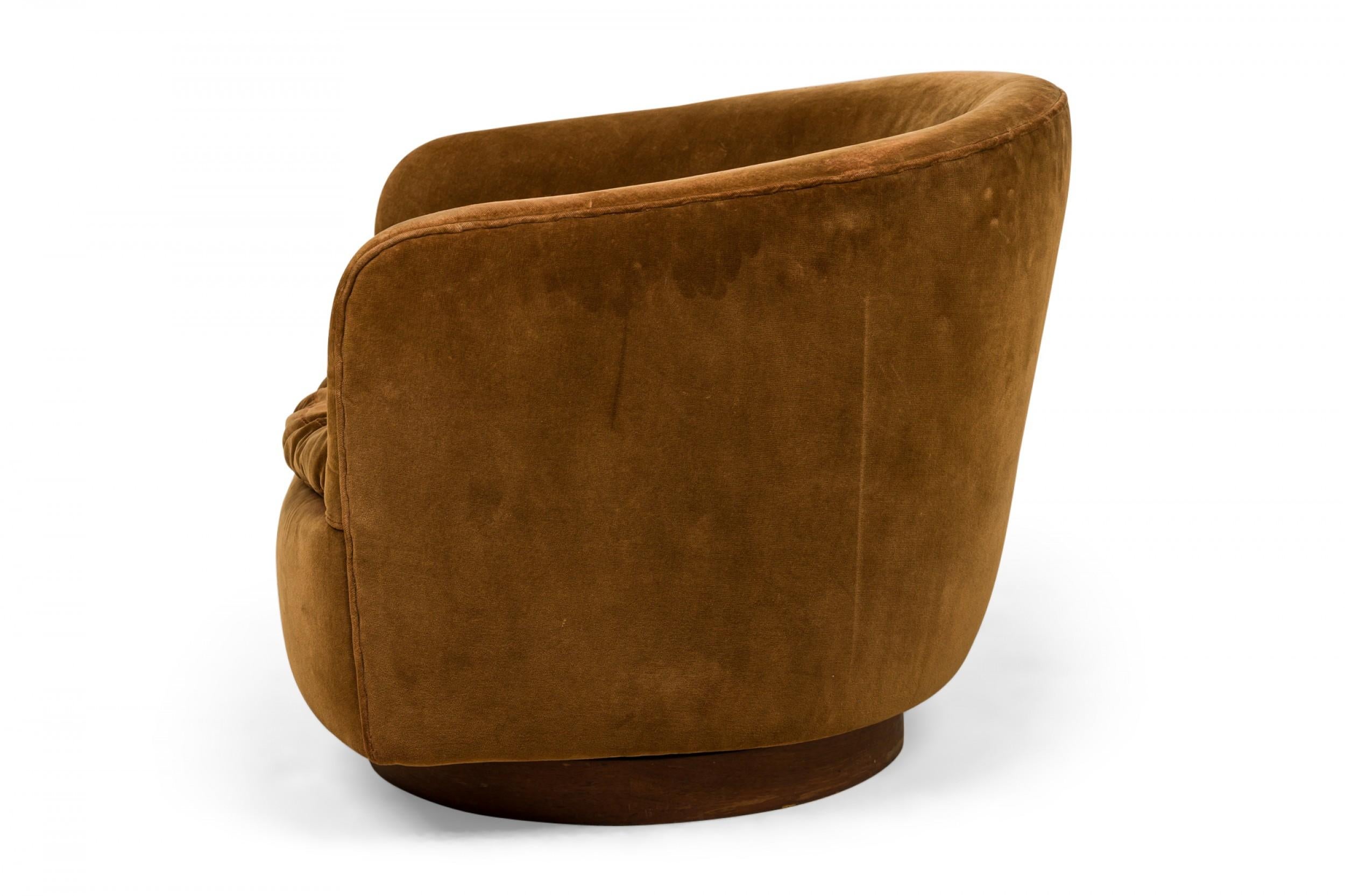 Mid-Century Modern Fauteuil de salon en fer à cheval en velours marron Milo Baughman pour Thayer Coggin en vente