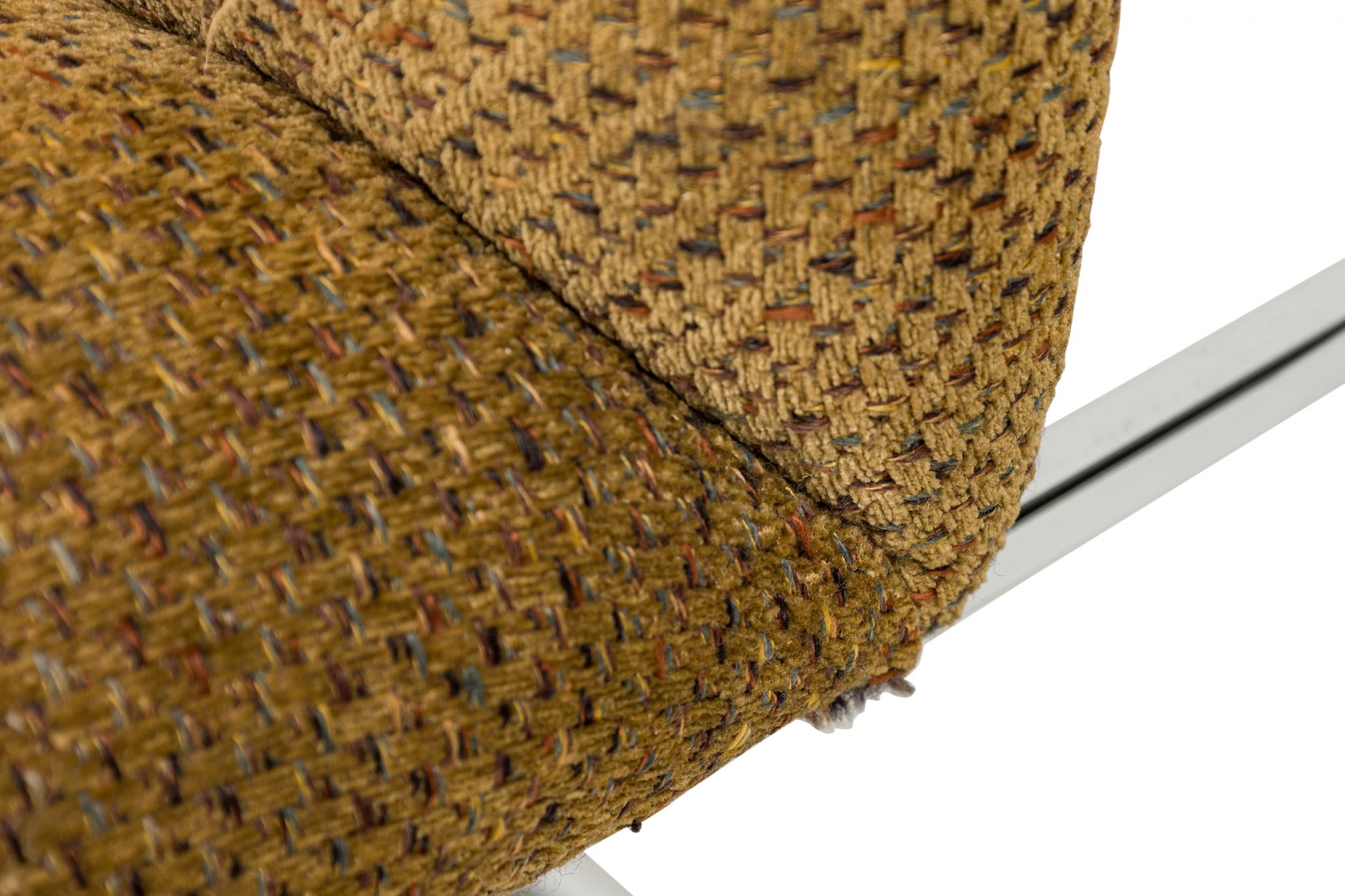 20th Century Milo Baughman for Thayer Coggin Brown Woven Fabric 'Captain' Dining Side Chair For Sale