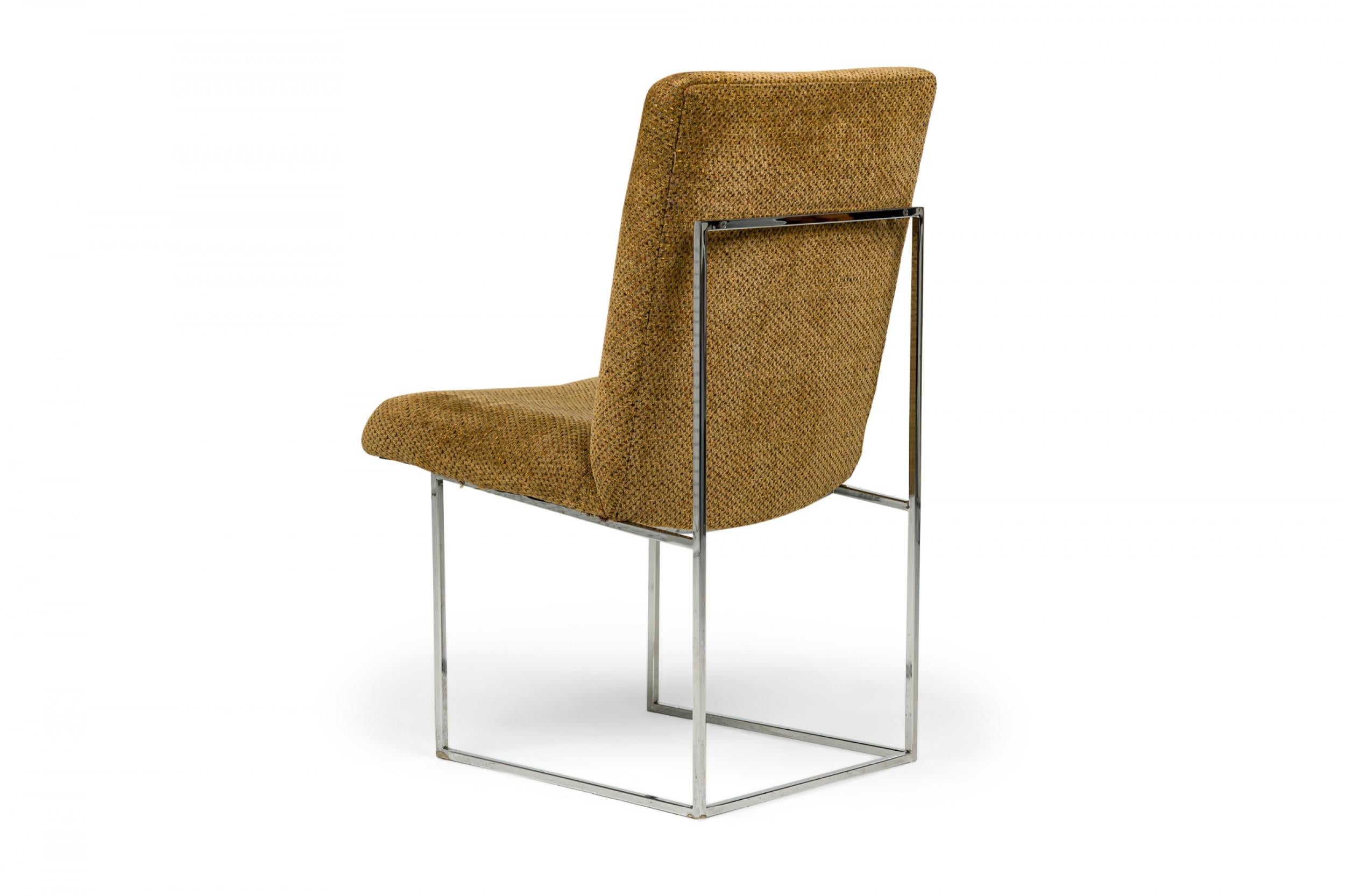 Milo Baughman for Thayer Coggin Brown Woven Fabric 'Captain' Dining Side Chair For Sale 2