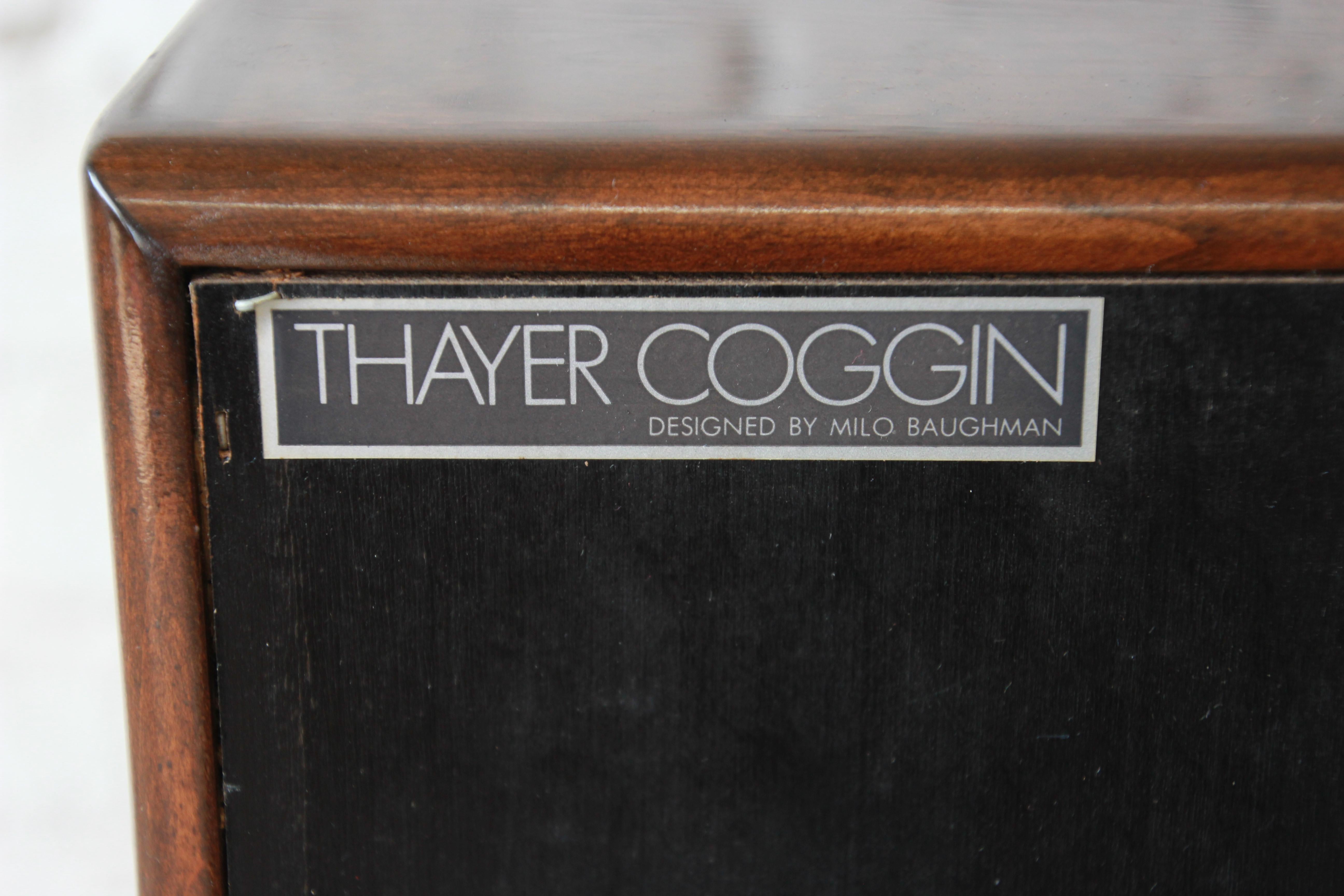 Milo Baughman for Thayer Coggin Burl Wood and Brass Nightstands 6