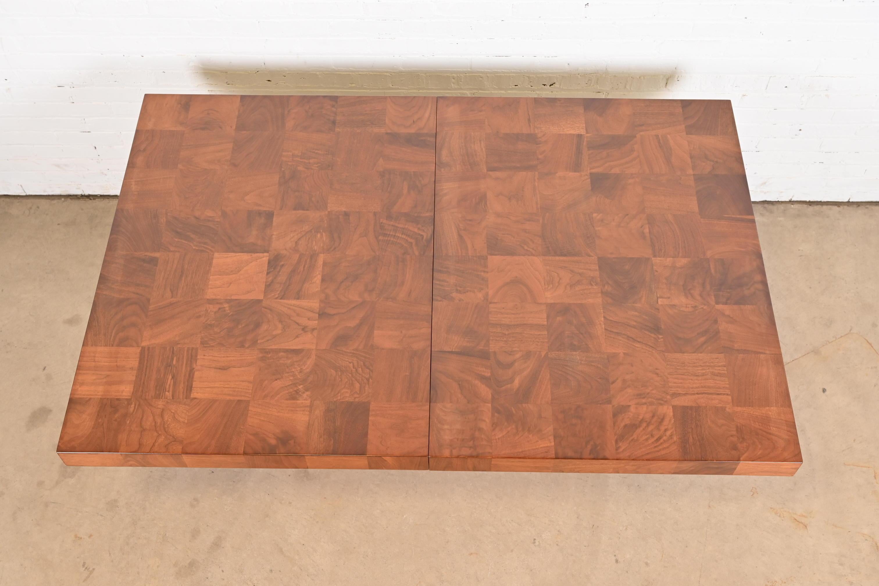Milo Baughman for Thayer Coggin Burl Wood and Chrome Pedestal Dining Table 4