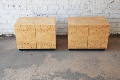 Milo Baughman for Thayer Coggin Burl Wood Nightstands, Pair