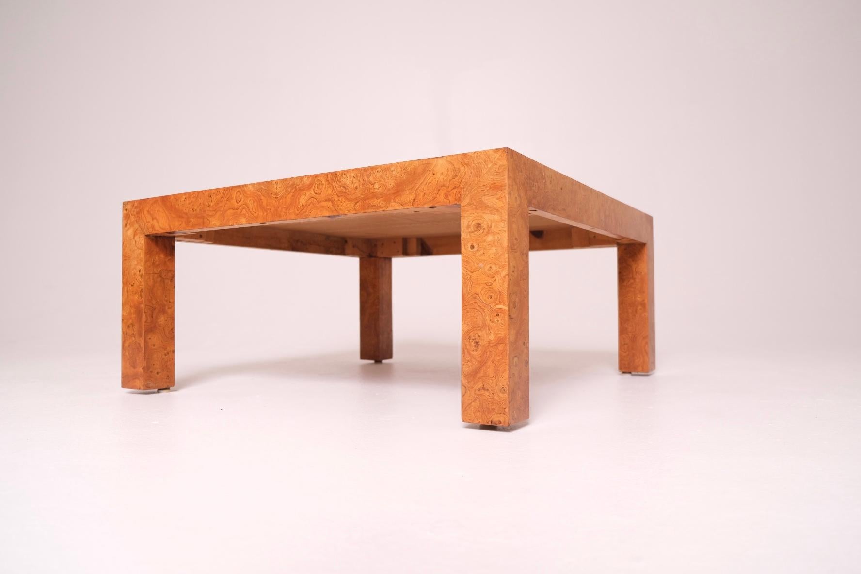 Mid-Century Modern Table basse Parsons en bois de ronce, Milo Baughman pour Thayer Coggin, années 1970 en vente