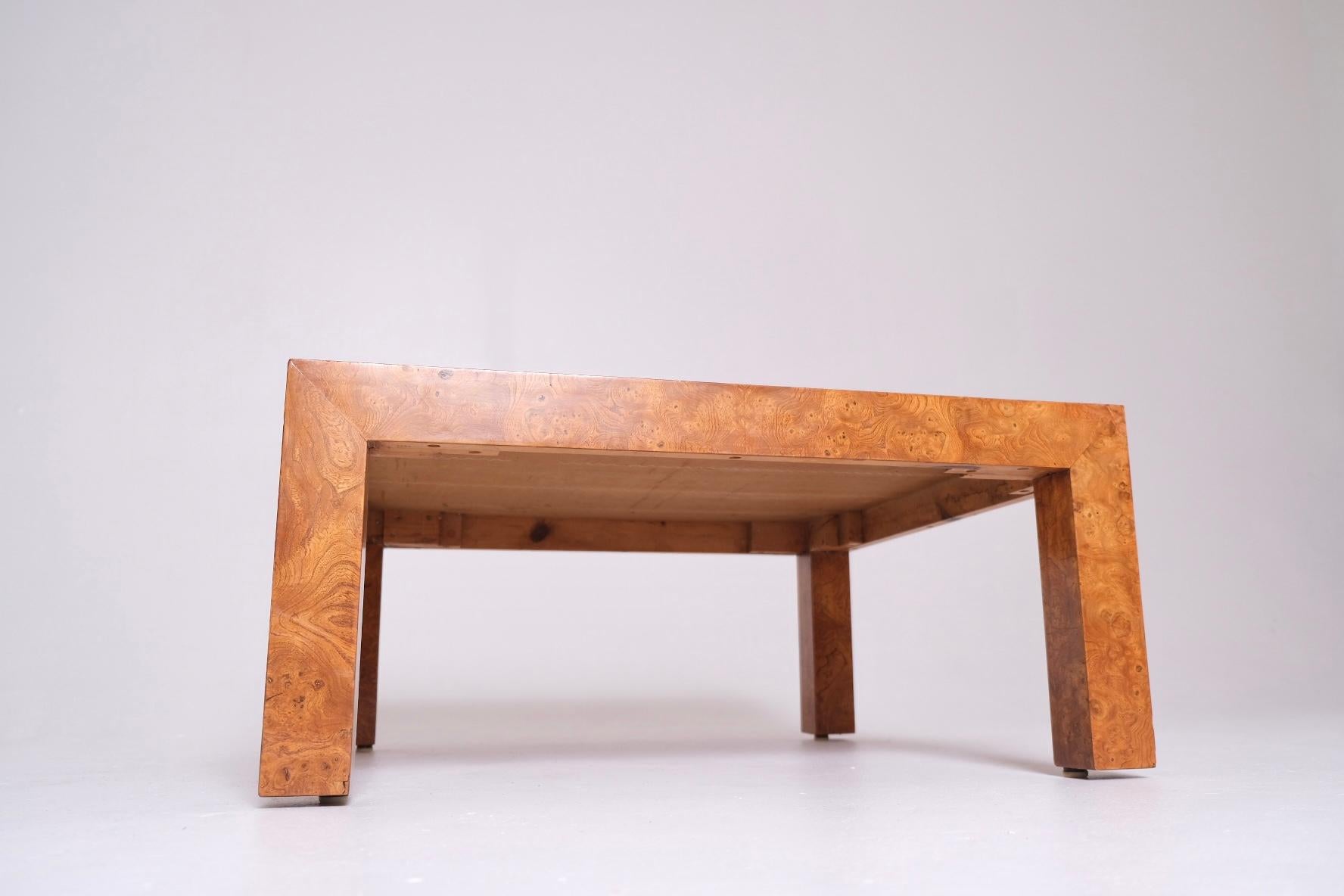 Américain Table basse Parsons en bois de ronce, Milo Baughman pour Thayer Coggin, années 1970 en vente