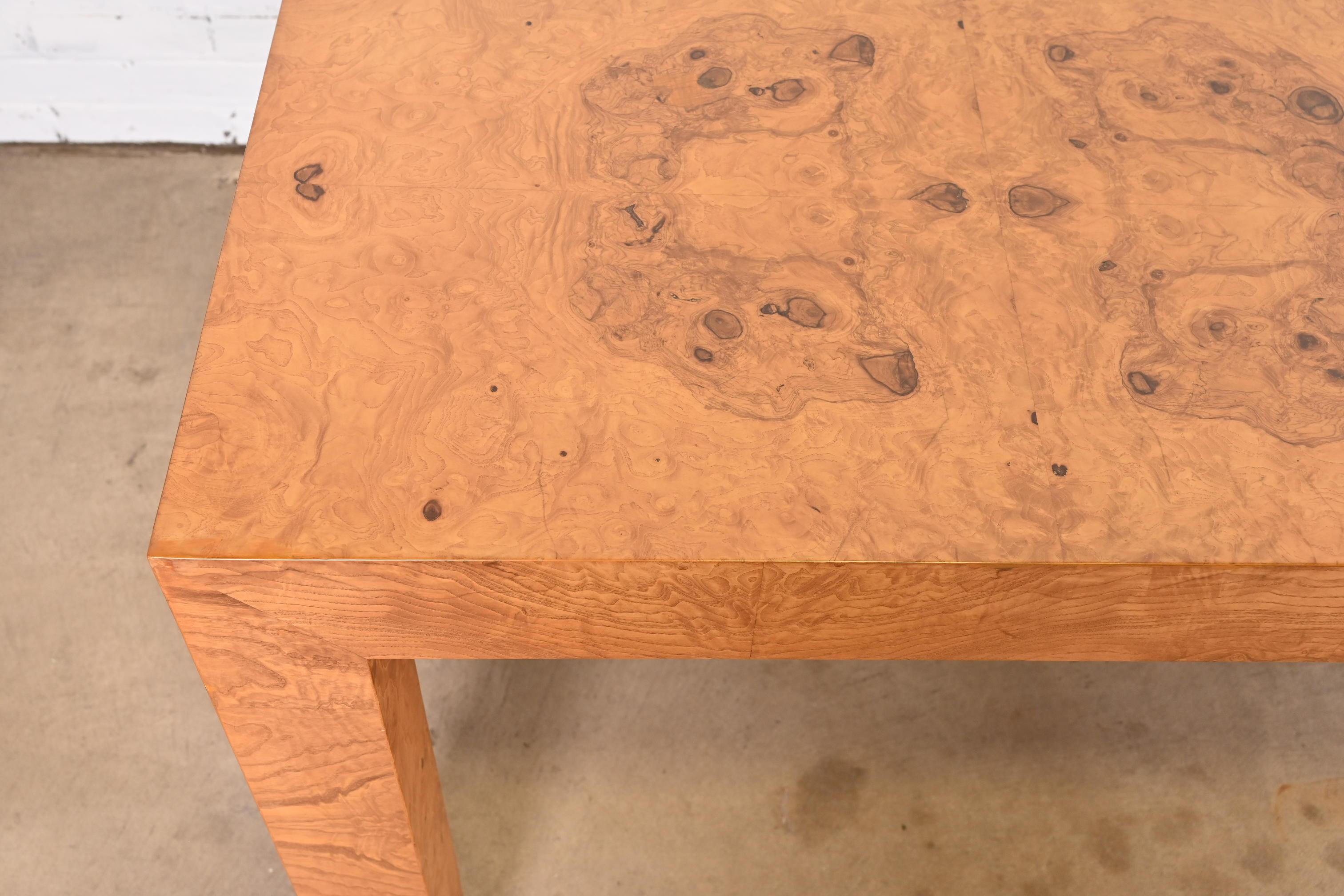 Milo Baughman for Thayer Coggin Burl Wood Parsons Dining Table, Newly Refinished 4
