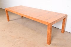 Milo Baughman for Thayer Coggin Burl Wood Parsons Dining Table, Newly Refinished