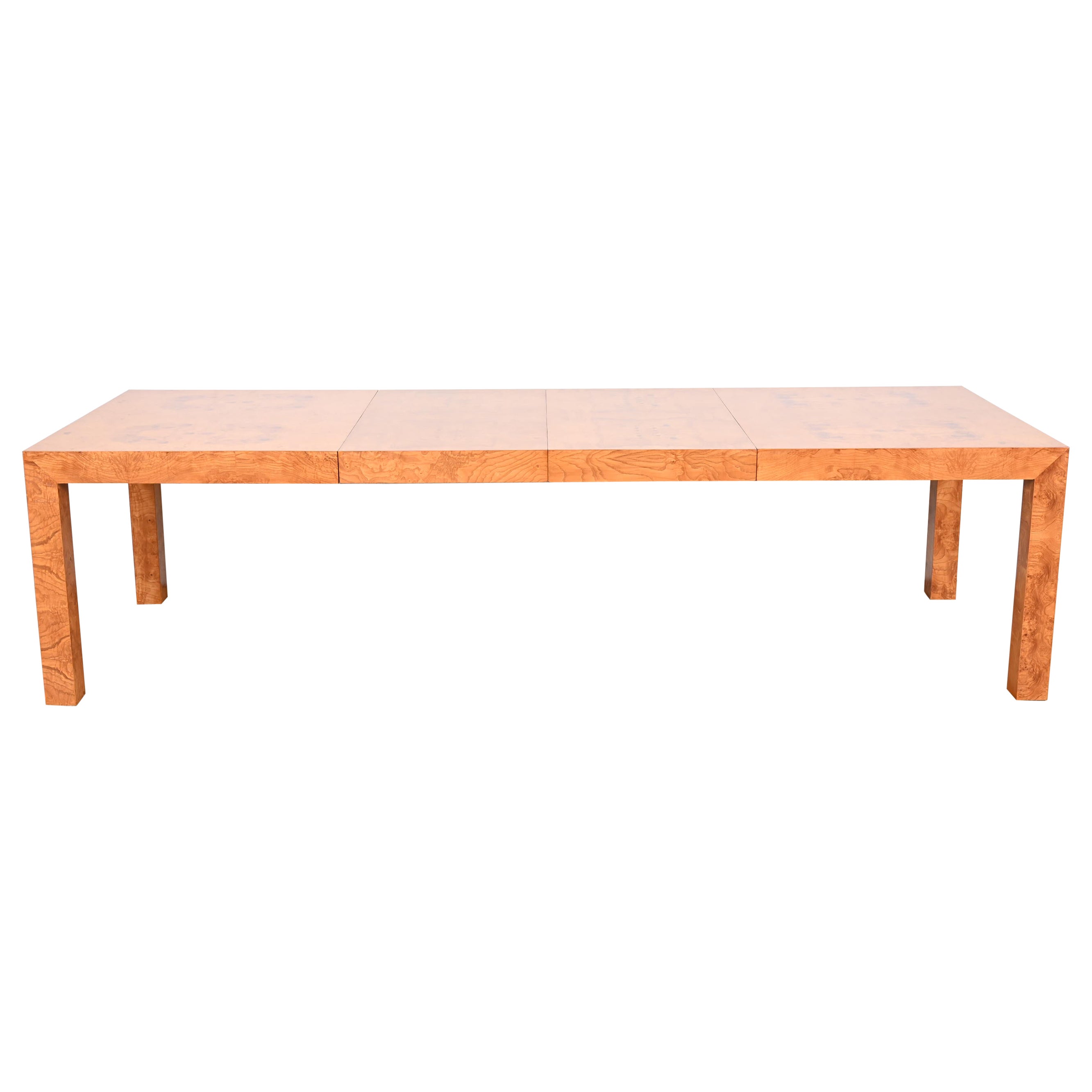 Milo Baughman for Thayer Coggin Burl Wood Parsons Dining Table, Newly Refinished