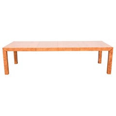 Milo Baughman for Thayer Coggin Burl Wood Parsons Dining Table, Newly Refinished